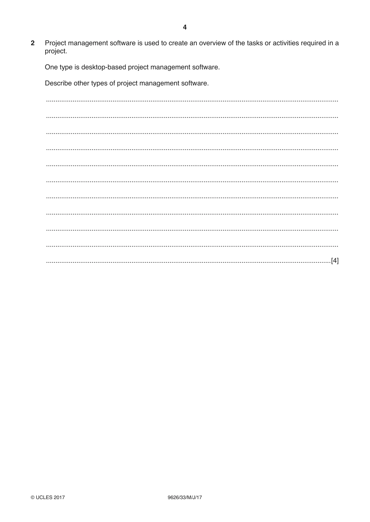 Cambridge A Level Information Technology (from 2017) 9626 2017 May/June Paper 3 · Variant 3 question paper, page 4 of 16