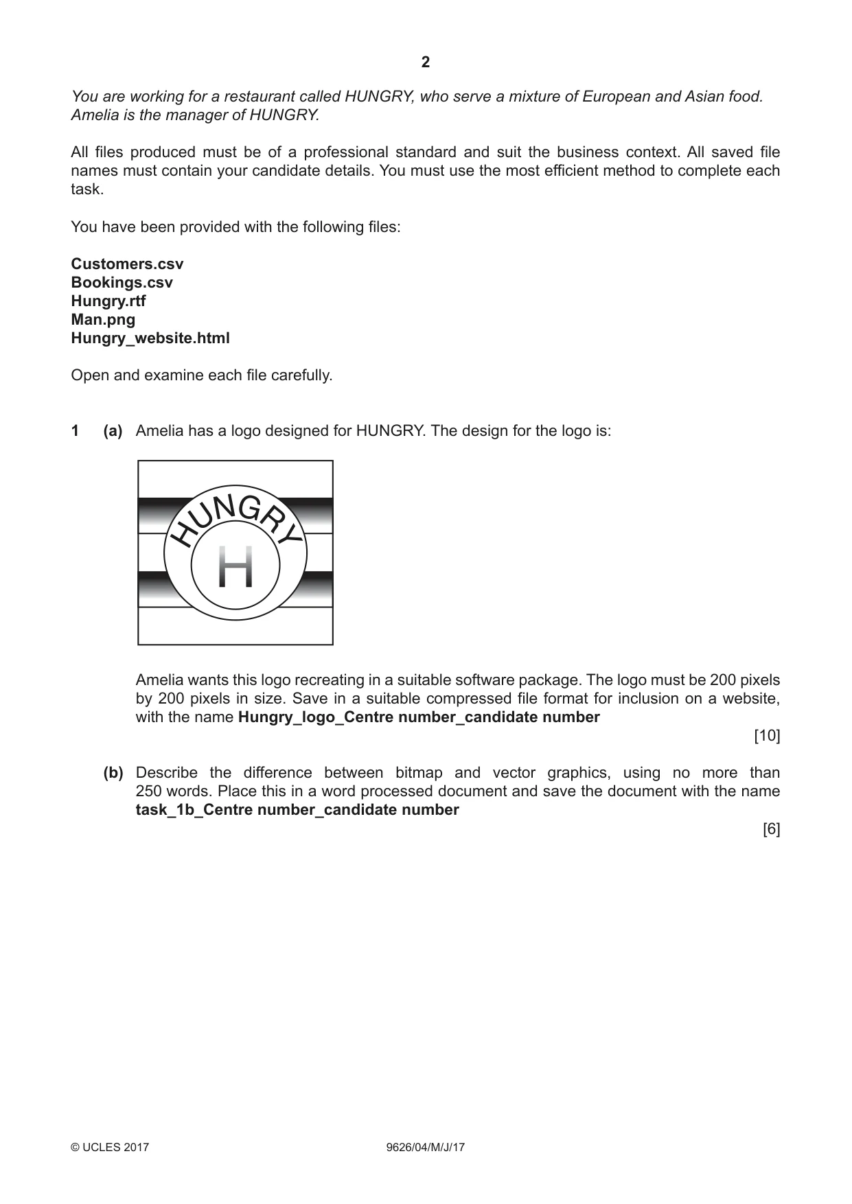 Cambridge A Level Information Technology (from 2017) 9626 2017 May/June Paper 4 · Variant 1 question paper, page 2 of 8