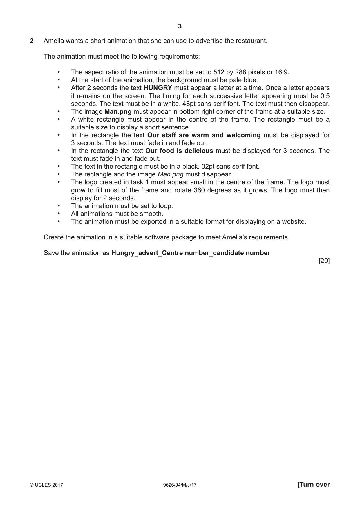 Cambridge A Level Information Technology (from 2017) 9626 2017 May/June Paper 4 · Variant 1 question paper, page 3 of 8