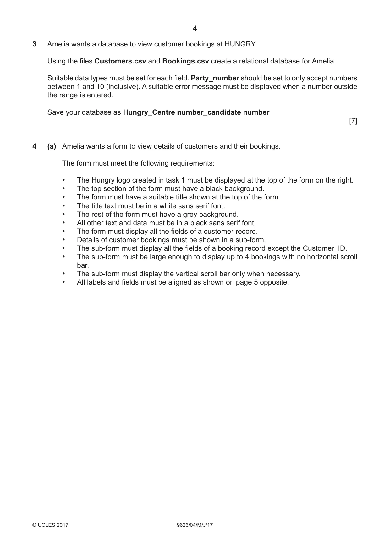 Cambridge A Level Information Technology (from 2017) 9626 2017 May/June Paper 4 · Variant 1 question paper, page 4 of 8