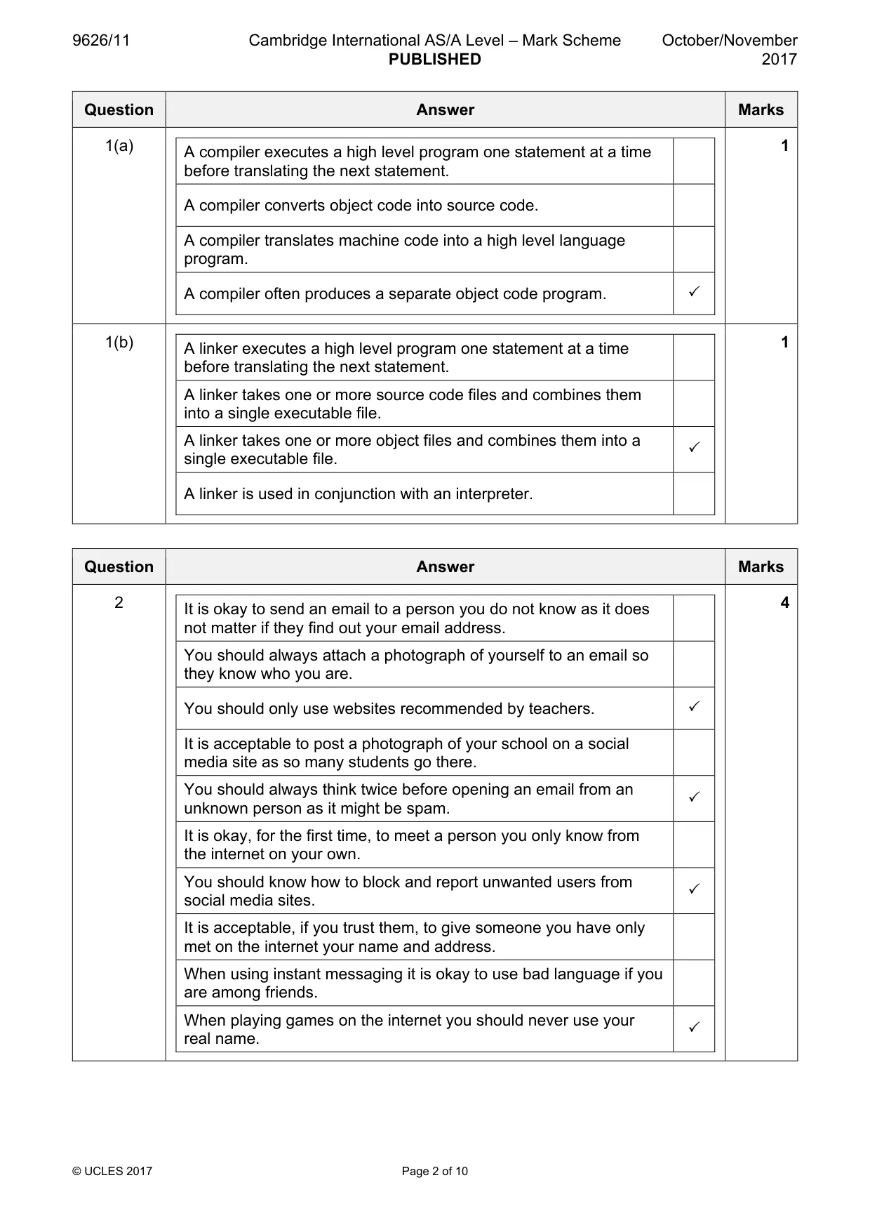Mark scheme, page 2 of 10