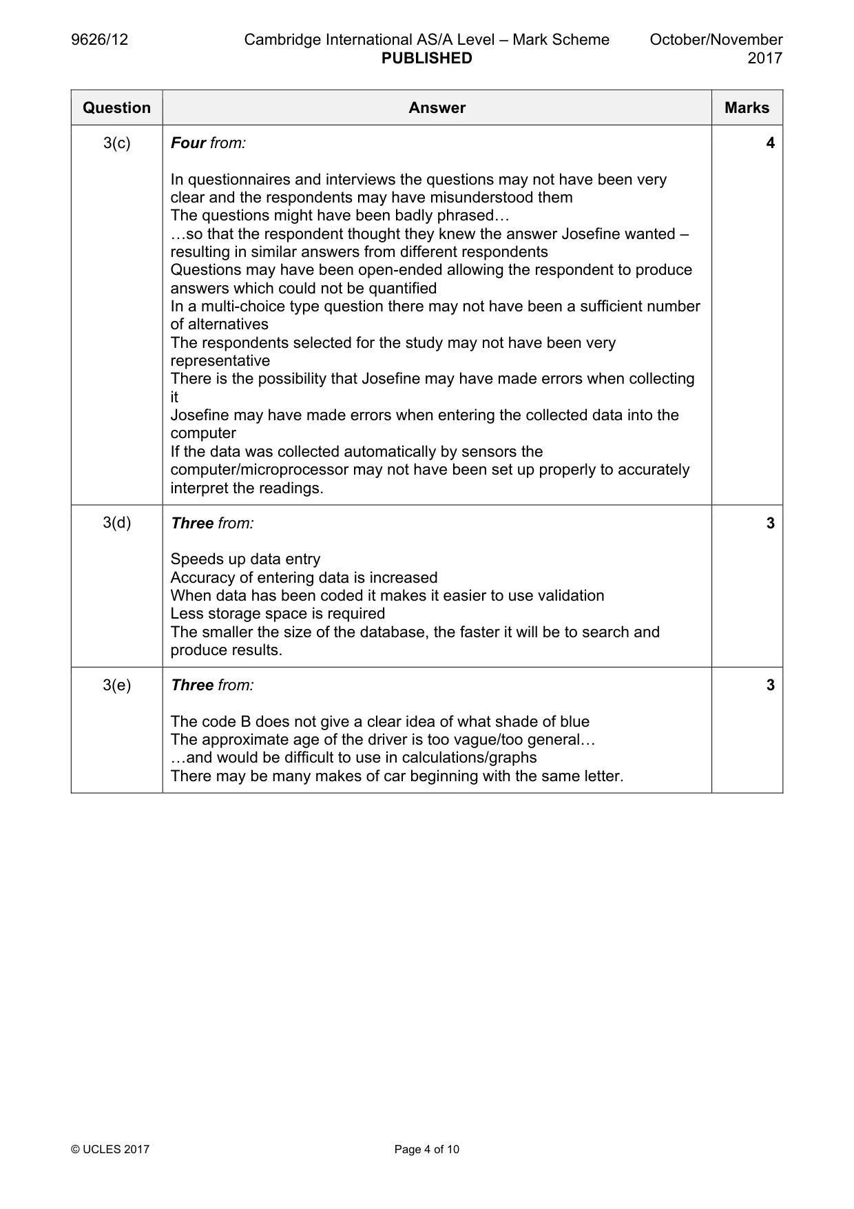 Mark scheme, page 4 of 10