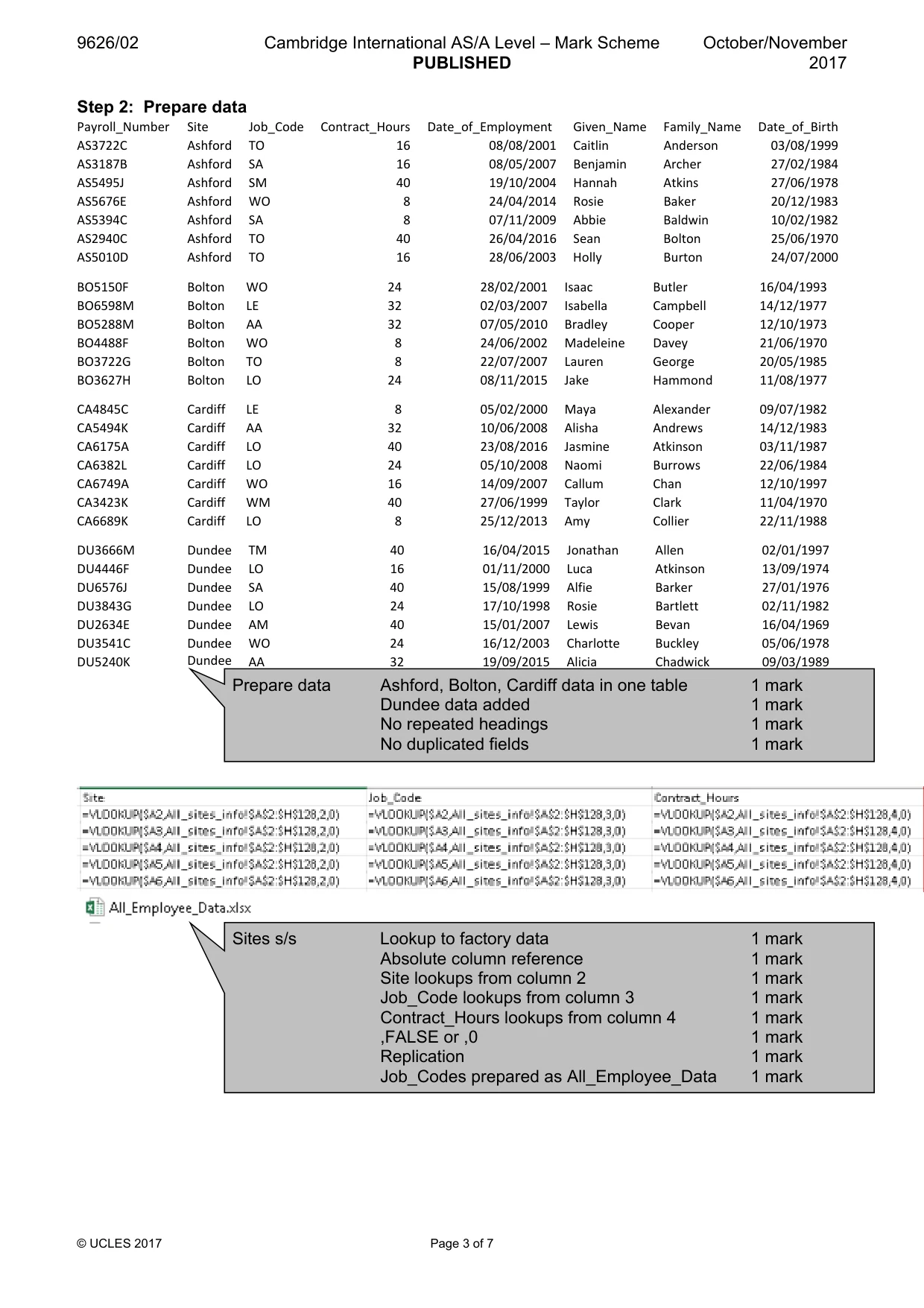 Mark scheme, page 3 of 7