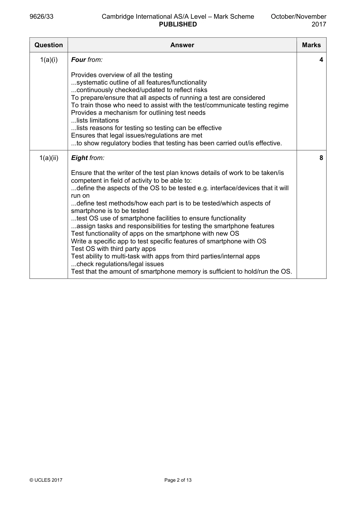 Mark scheme, page 2 of 13