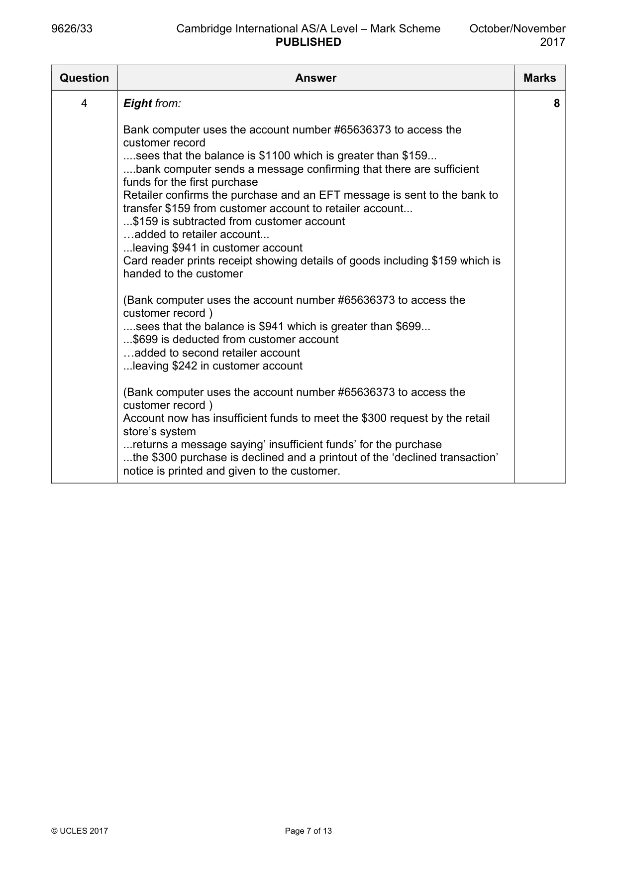 Mark scheme, page 7 of 13
