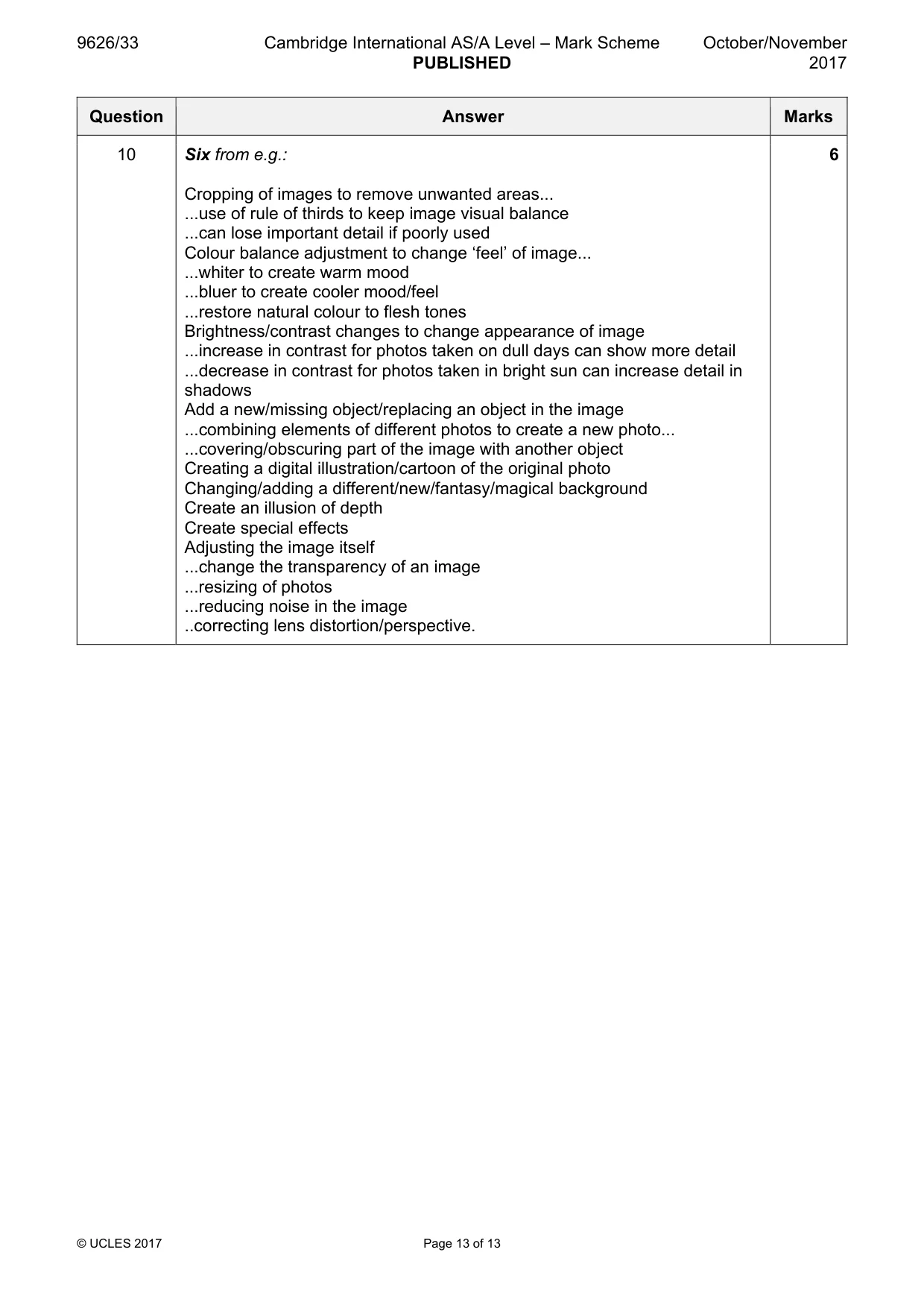 Mark scheme, page 13 of 13