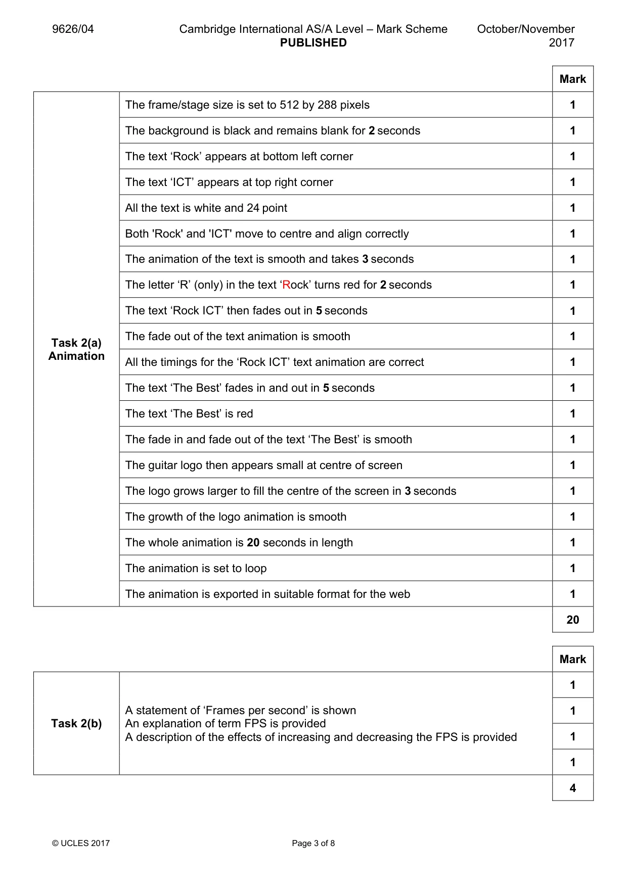 Mark scheme, page 3 of 8