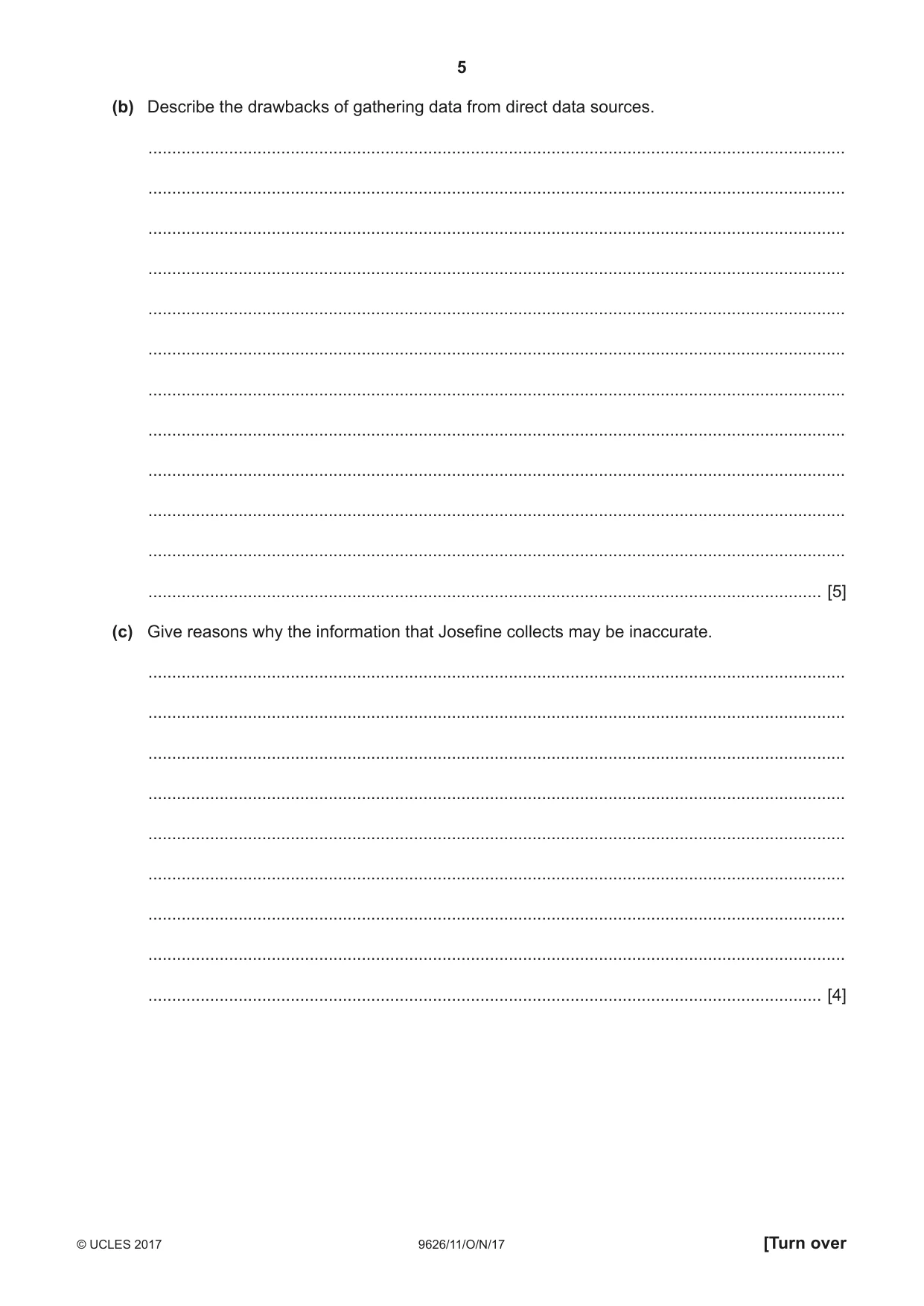 Cambridge A Level Information Technology (from 2017) 9626 2017 Oct/Nov Paper 1 · Variant 1 question paper, page 5 of 16