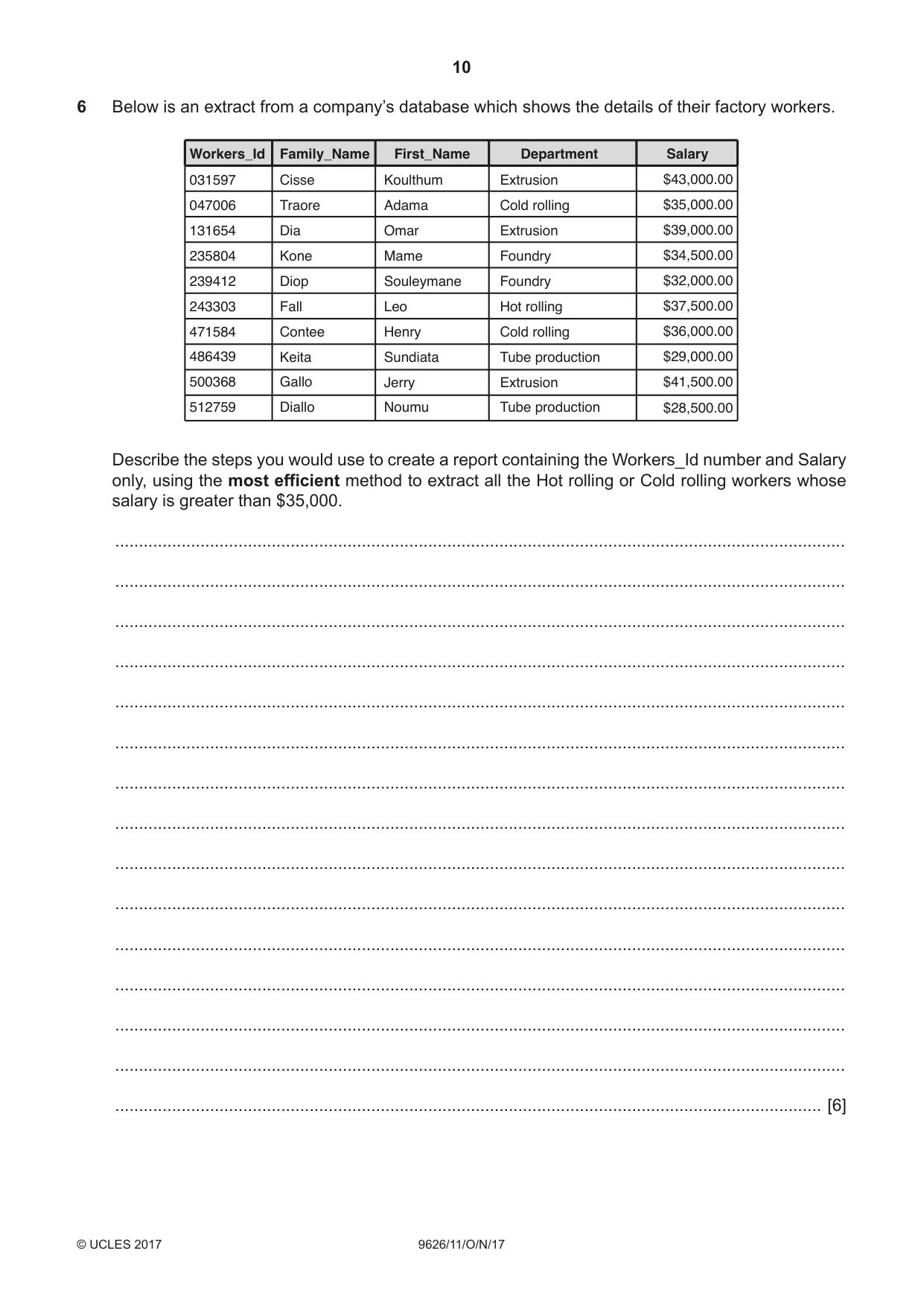 Cambridge A Level Information Technology (from 2017) 9626 2017 Oct/Nov Paper 1 · Variant 1 question paper, page 10 of 16