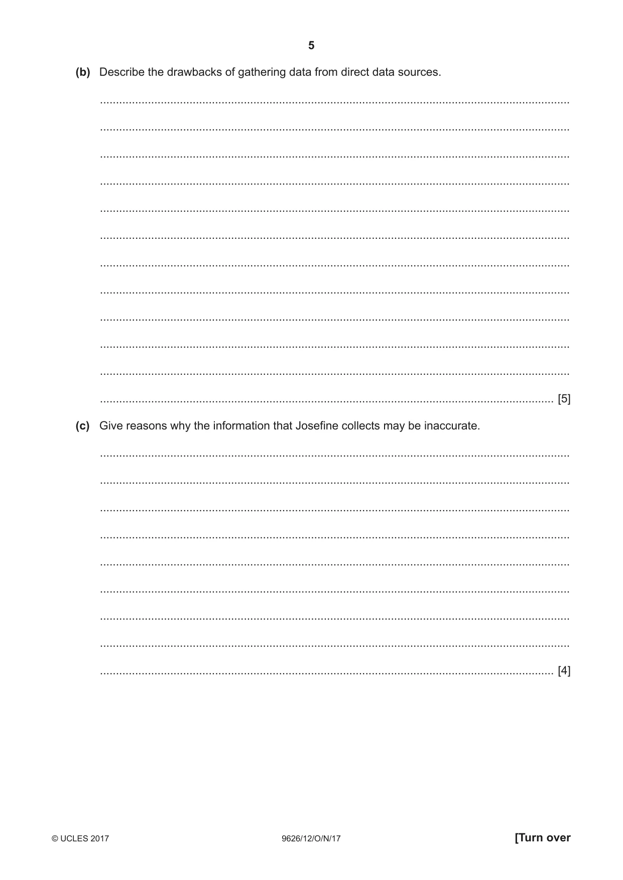 Cambridge A Level Information Technology (from 2017) 9626 2017 Oct/Nov Paper 1 · Variant 2 question paper, page 5 of 16