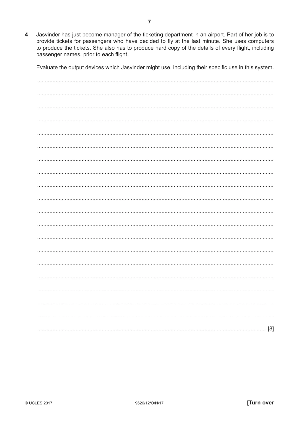 Cambridge A Level Information Technology (from 2017) 9626 2017 Oct/Nov Paper 1 · Variant 2 question paper, page 7 of 16
