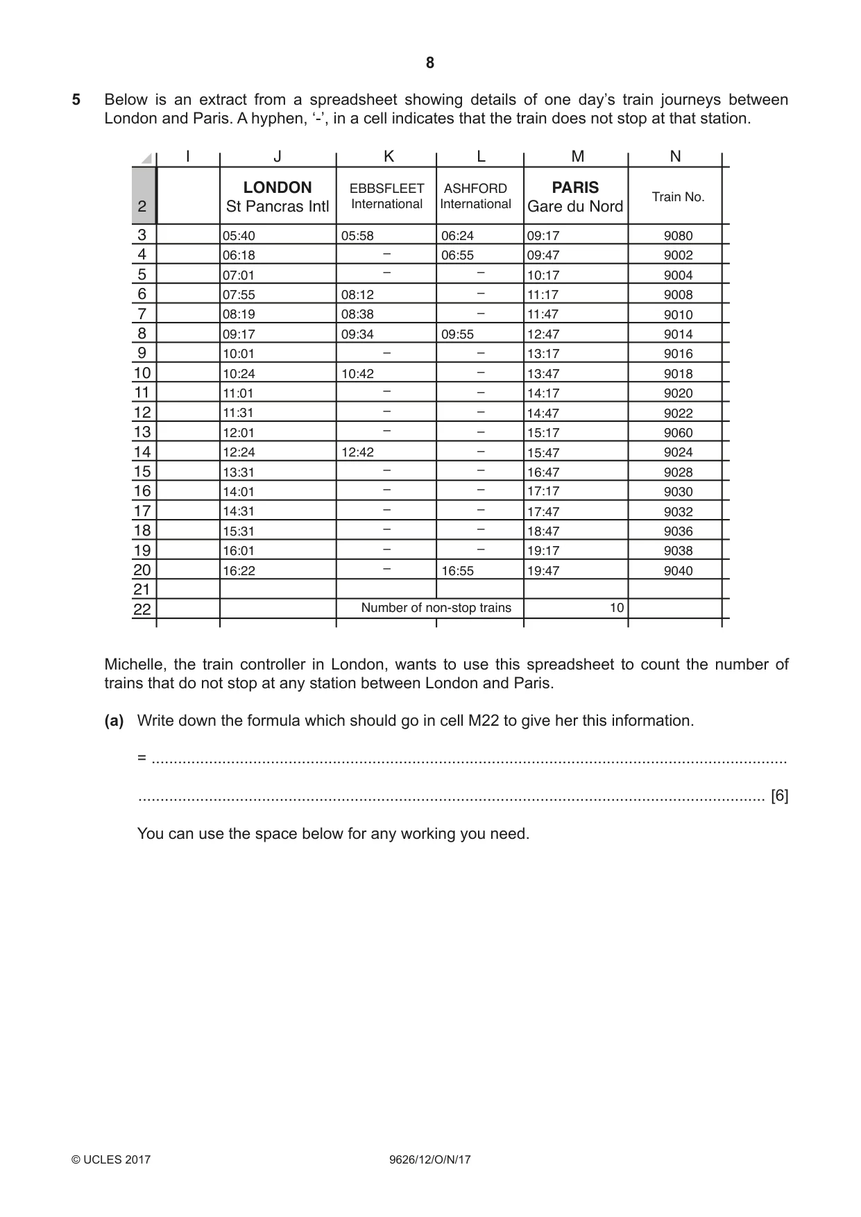 Cambridge A Level Information Technology (from 2017) 9626 2017 Oct/Nov Paper 1 · Variant 2 question paper, page 8 of 16