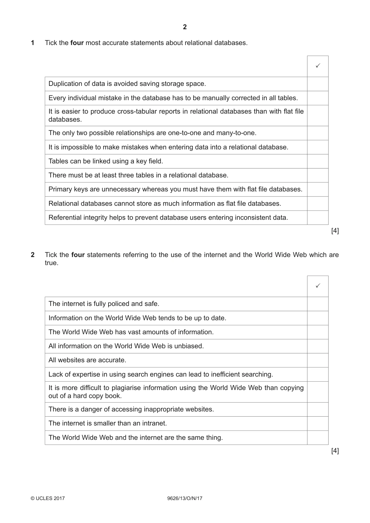 Cambridge A Level Information Technology (from 2017) 9626 2017 Oct/Nov Paper 1 · Variant 3 question paper, page 2 of 16