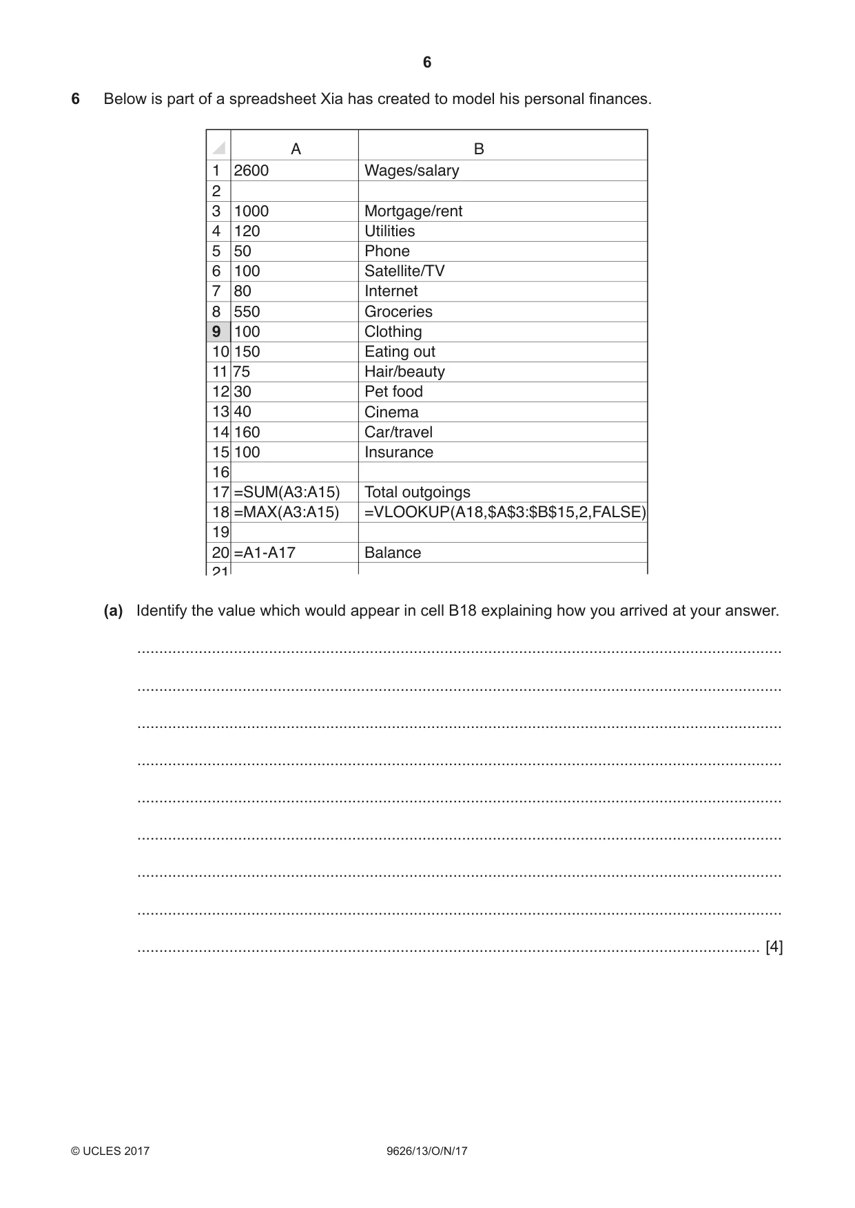 Cambridge A Level Information Technology (from 2017) 9626 2017 Oct/Nov Paper 1 · Variant 3 question paper, page 6 of 16