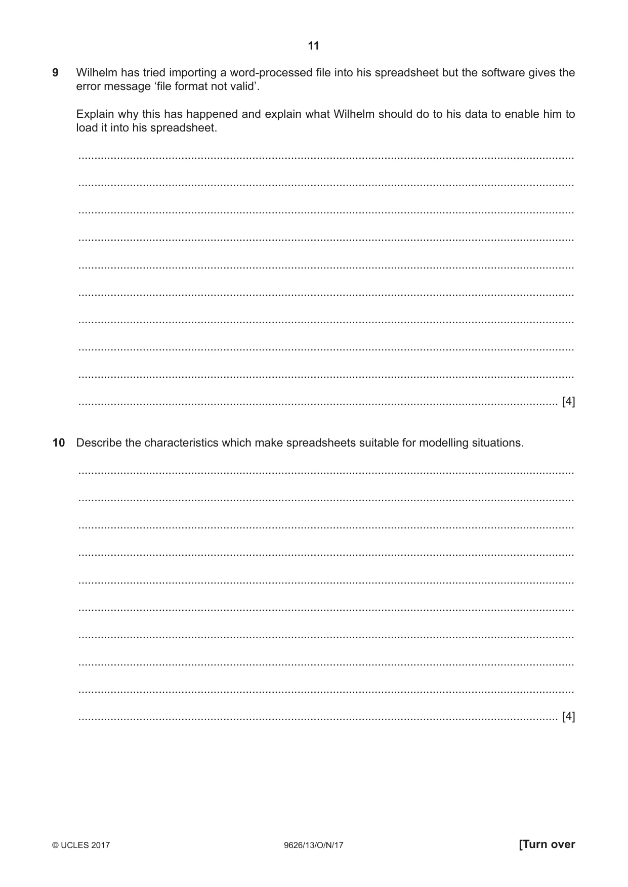 Cambridge A Level Information Technology (from 2017) 9626 2017 Oct/Nov Paper 1 · Variant 3 question paper, page 11 of 16