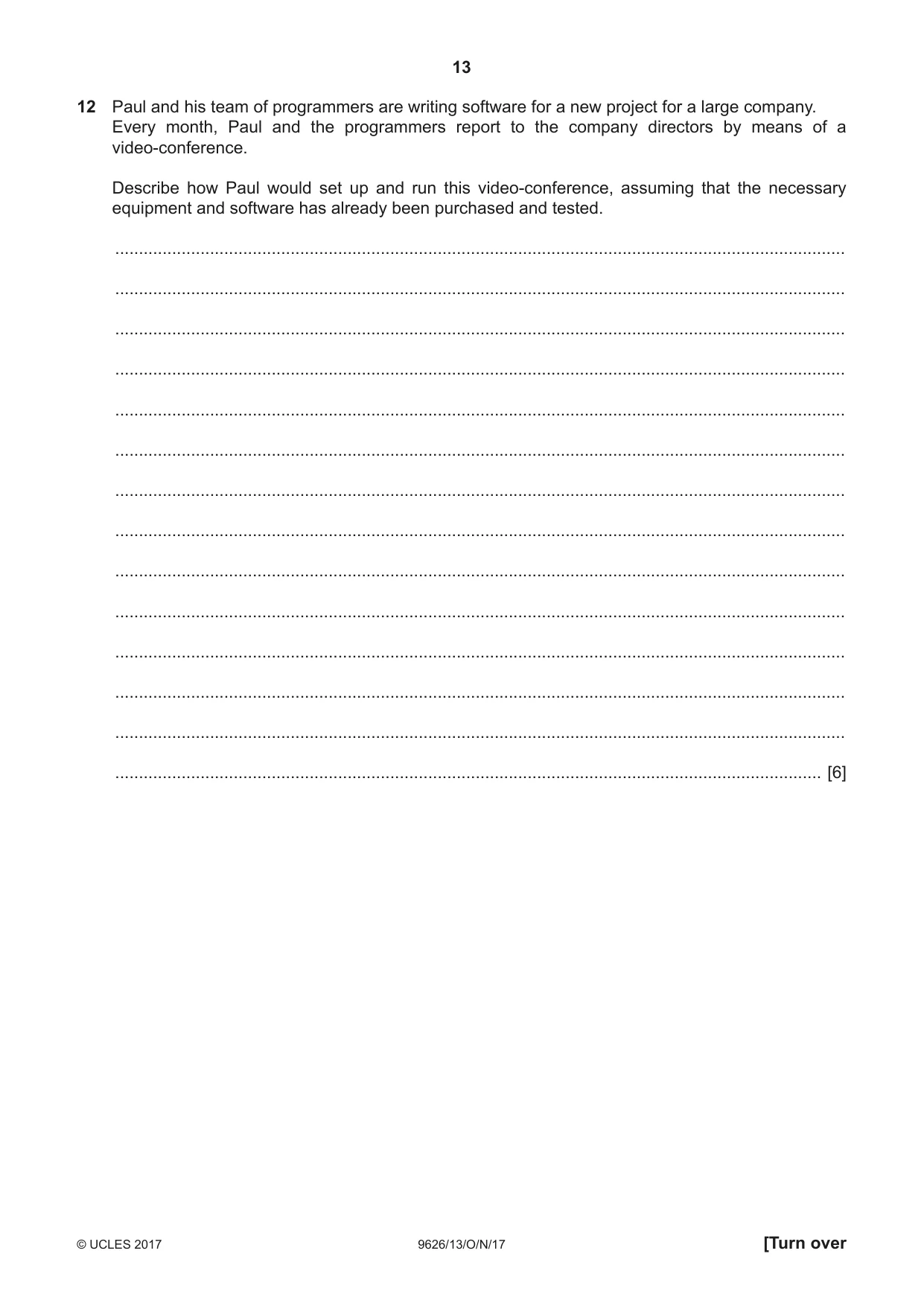 Cambridge A Level Information Technology (from 2017) 9626 2017 Oct/Nov Paper 1 · Variant 3 question paper, page 13 of 16