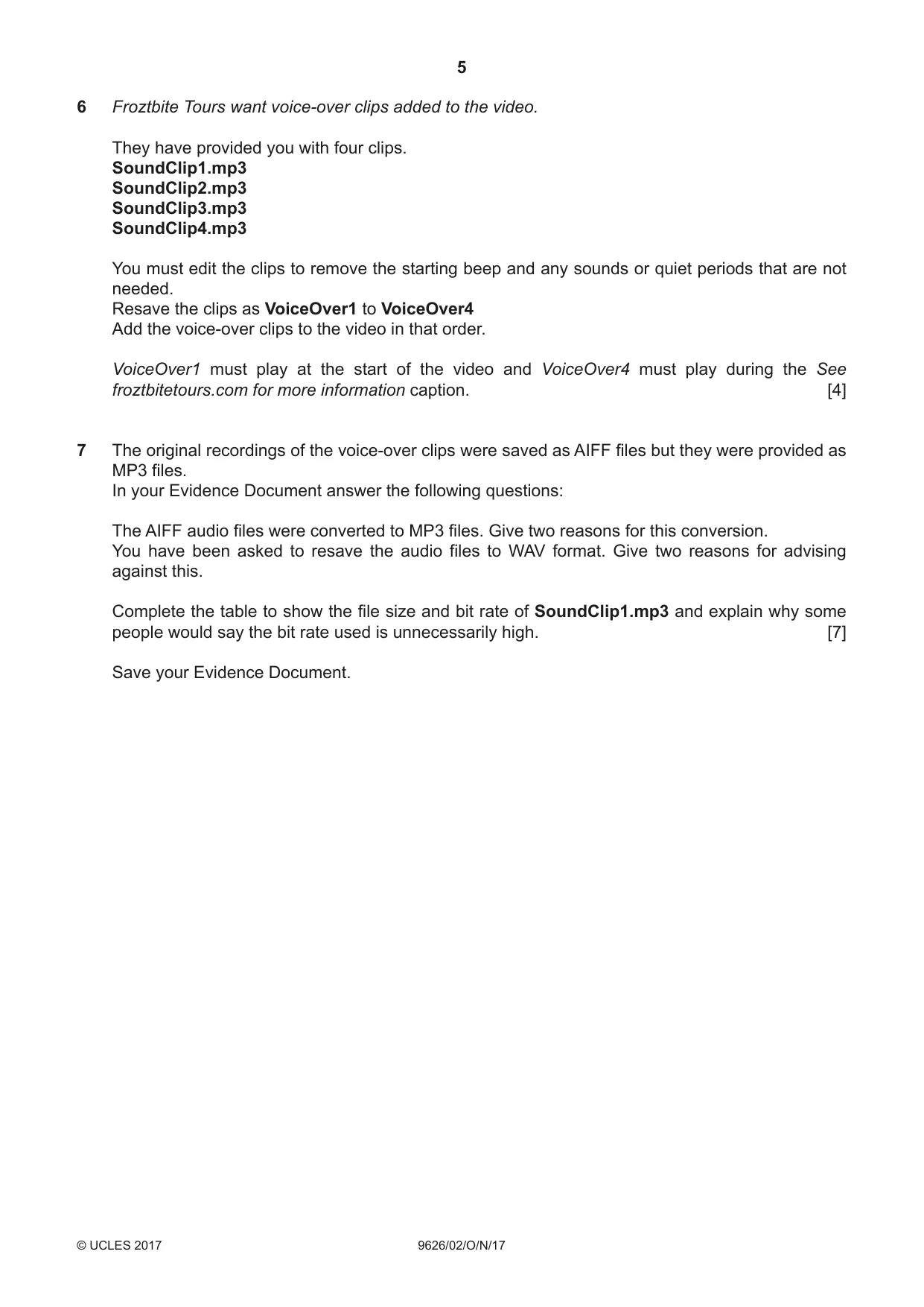 Cambridge A Level Information Technology (from 2017) 9626 2017 Oct/Nov Paper 2 · Variant 1 question paper, page 5 of 8