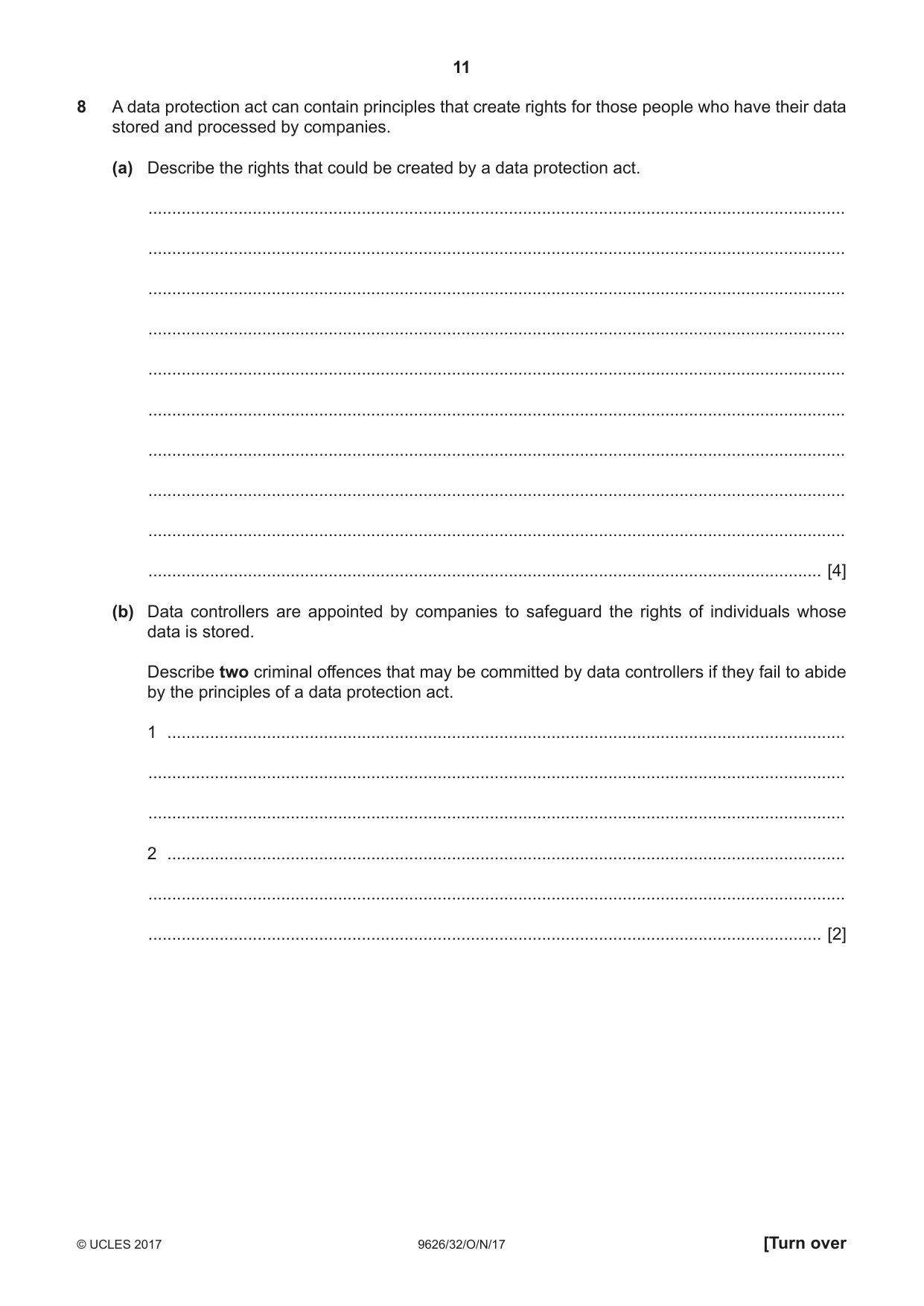 Cambridge A Level Information Technology (from 2017) 9626 2017 Oct/Nov Paper 3 · Variant 2 question paper, page 11 of 16