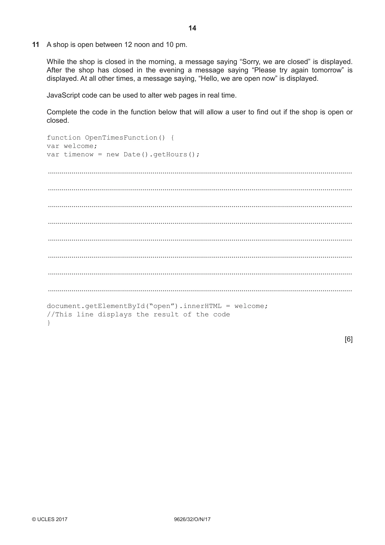 Cambridge A Level Information Technology (from 2017) 9626 2017 Oct/Nov Paper 3 · Variant 2 question paper, page 14 of 16