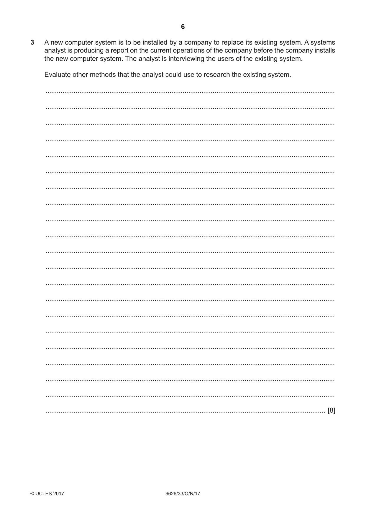 Cambridge A Level Information Technology (from 2017) 9626 2017 Oct/Nov Paper 3 · Variant 3 question paper, page 6 of 16
