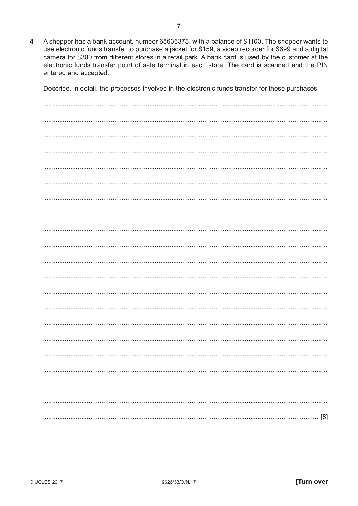 Cambridge A Level Information Technology (from 2017) 9626 2017 Oct/Nov Paper 3 · Variant 3 question paper, page 7 of 16