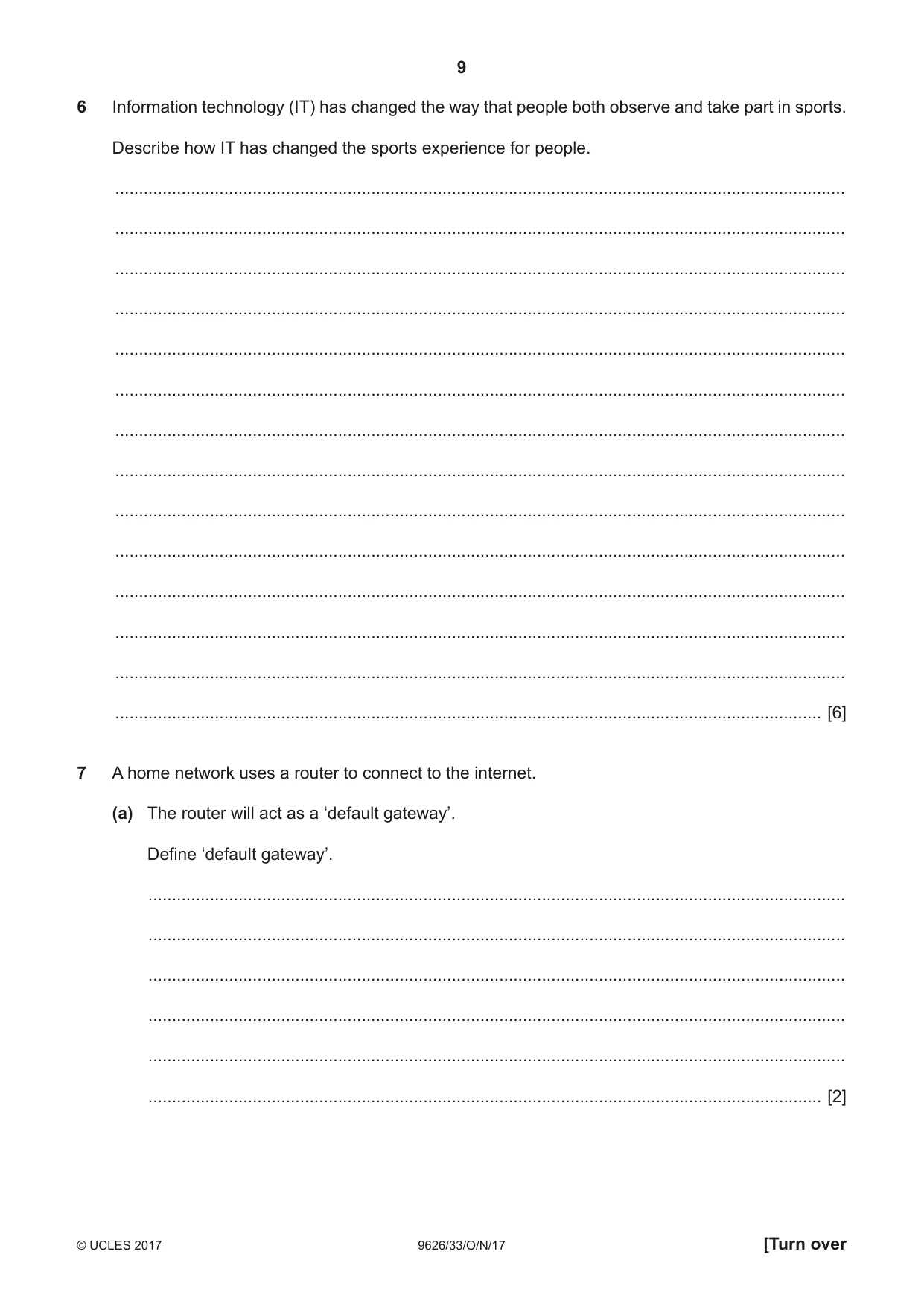 Cambridge A Level Information Technology (from 2017) 9626 2017 Oct/Nov Paper 3 · Variant 3 question paper, page 9 of 16