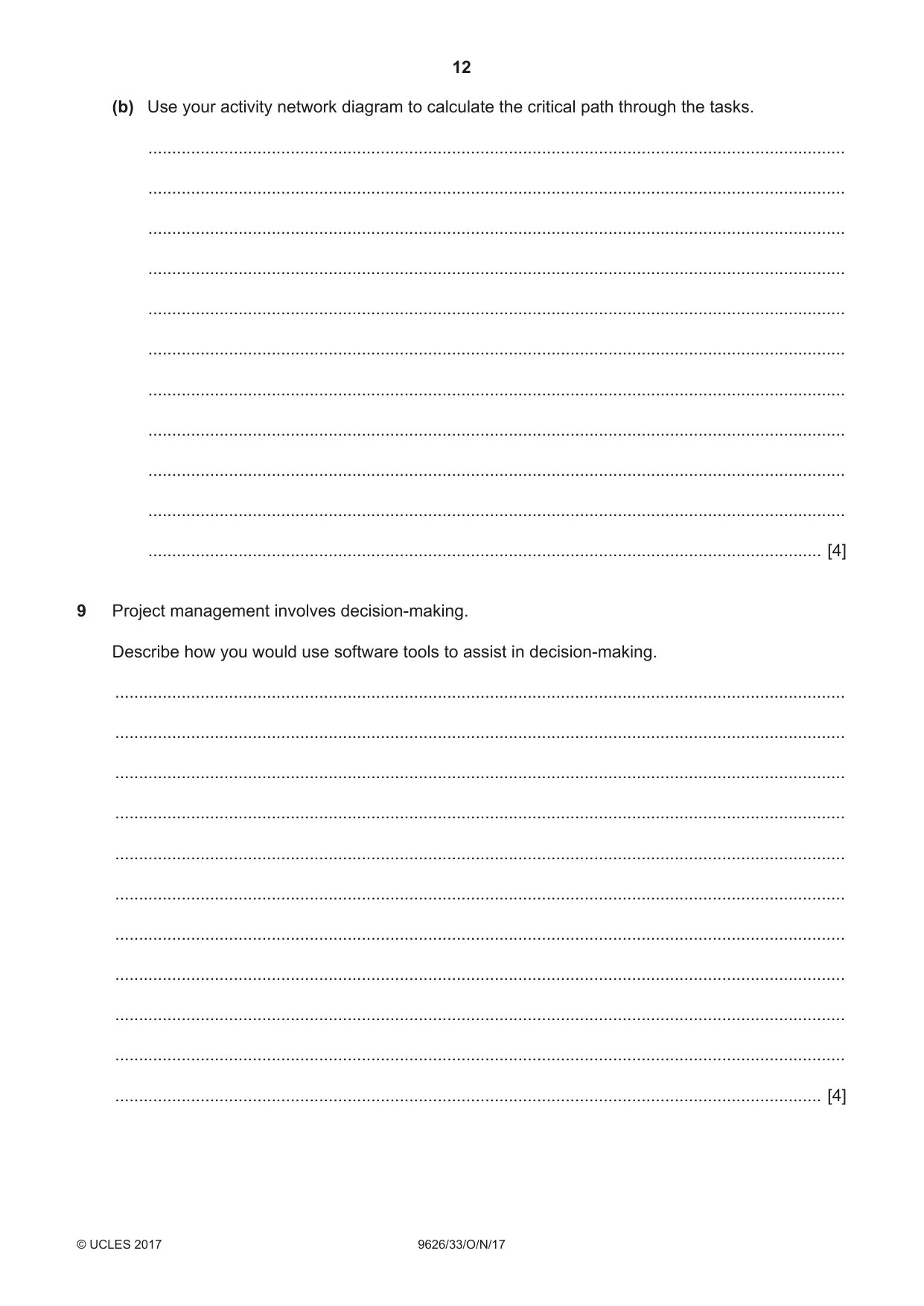Cambridge A Level Information Technology (from 2017) 9626 2017 Oct/Nov Paper 3 · Variant 3 question paper, page 12 of 16