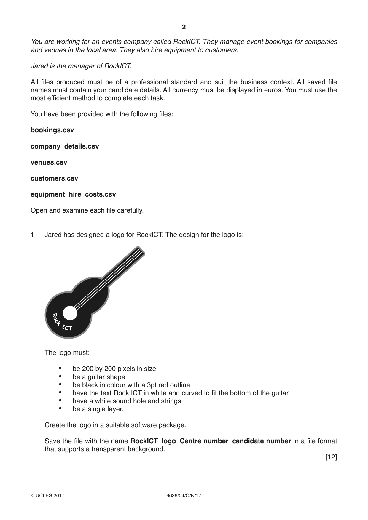 Cambridge A Level Information Technology (from 2017) 9626 2017 Oct/Nov Paper 4 · Variant 1 question paper, page 2 of 8