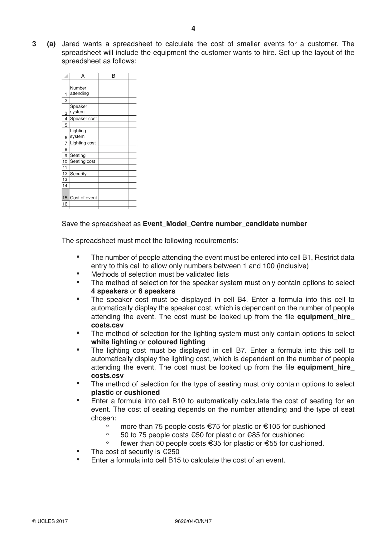 Cambridge A Level Information Technology (from 2017) 9626 2017 Oct/Nov Paper 4 · Variant 1 question paper, page 4 of 8