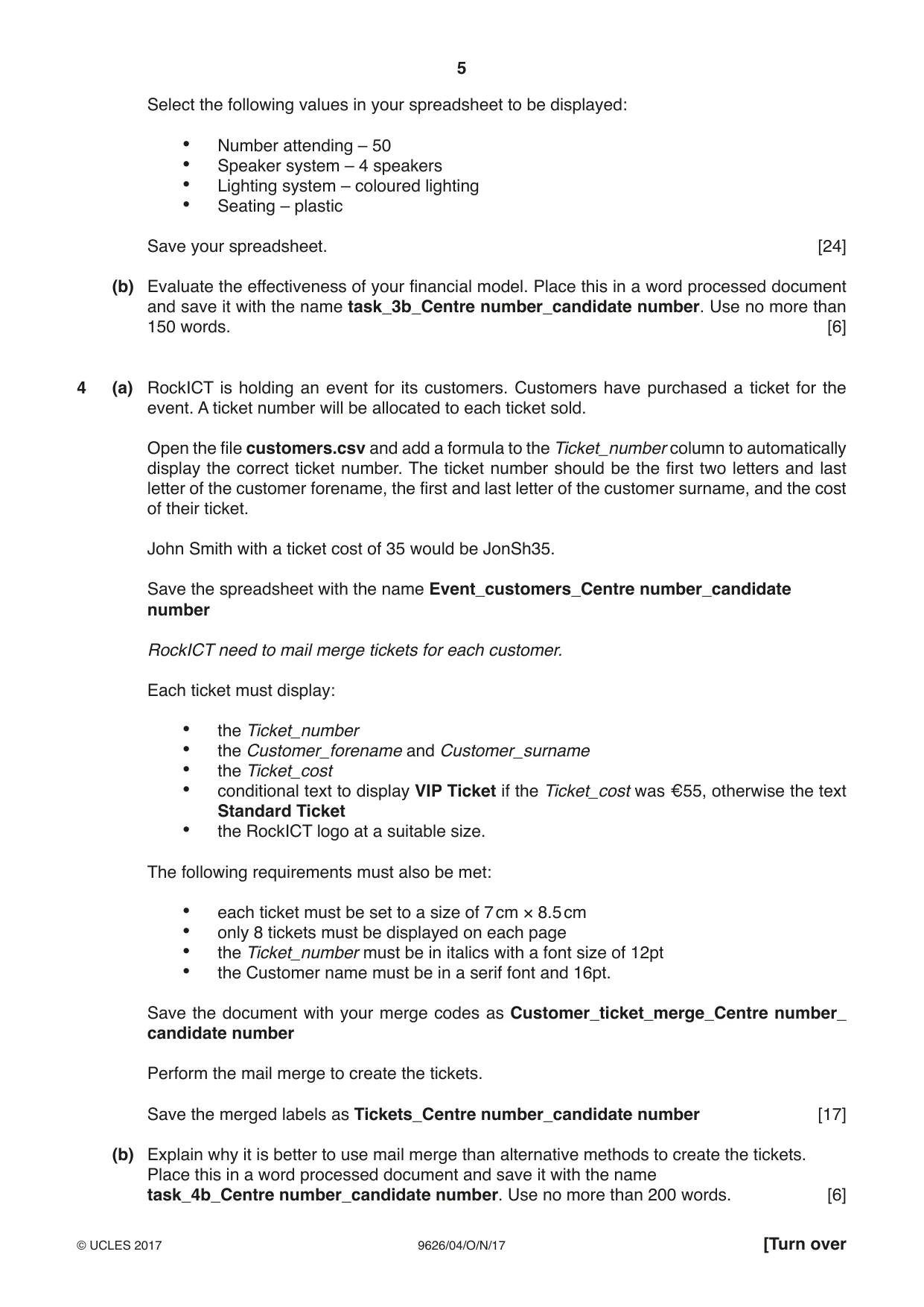 Cambridge A Level Information Technology (from 2017) 9626 2017 Oct/Nov Paper 4 · Variant 1 question paper, page 5 of 8