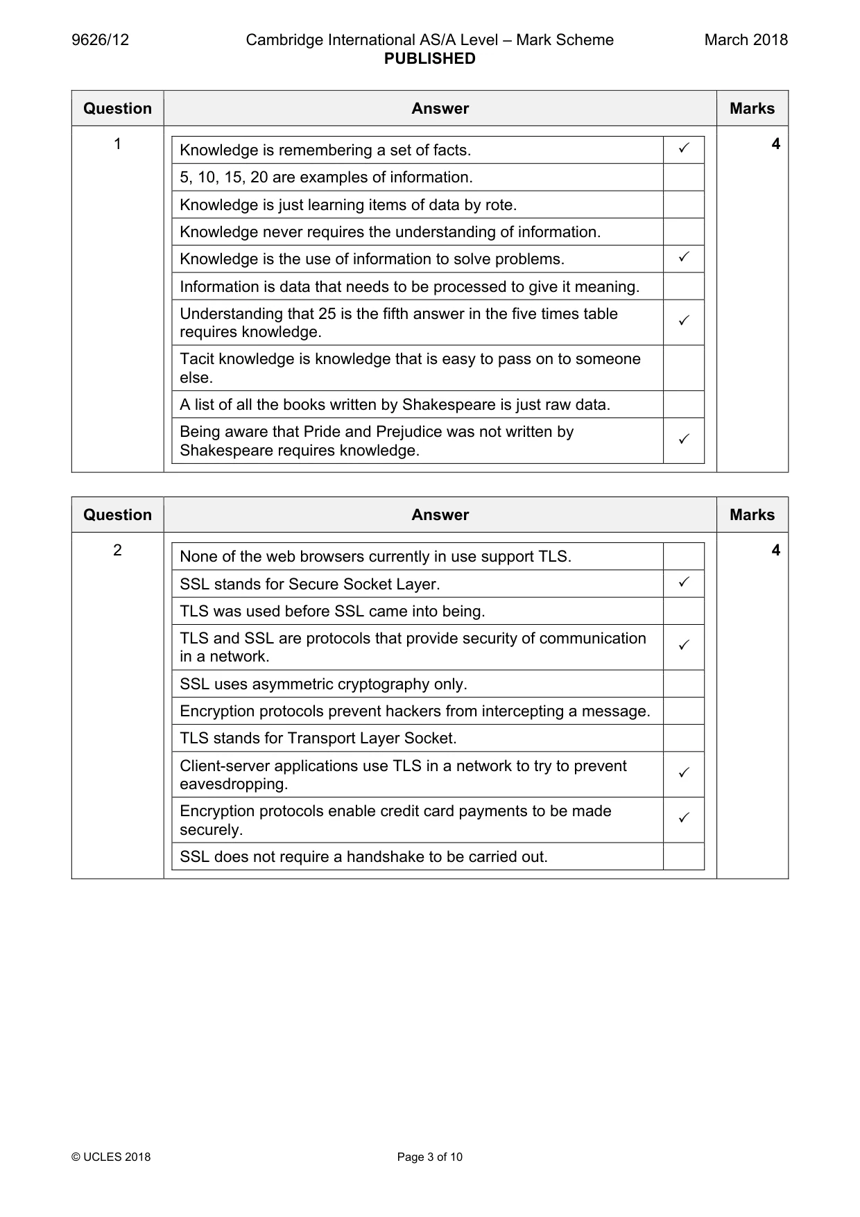 Mark scheme, page 3 of 10