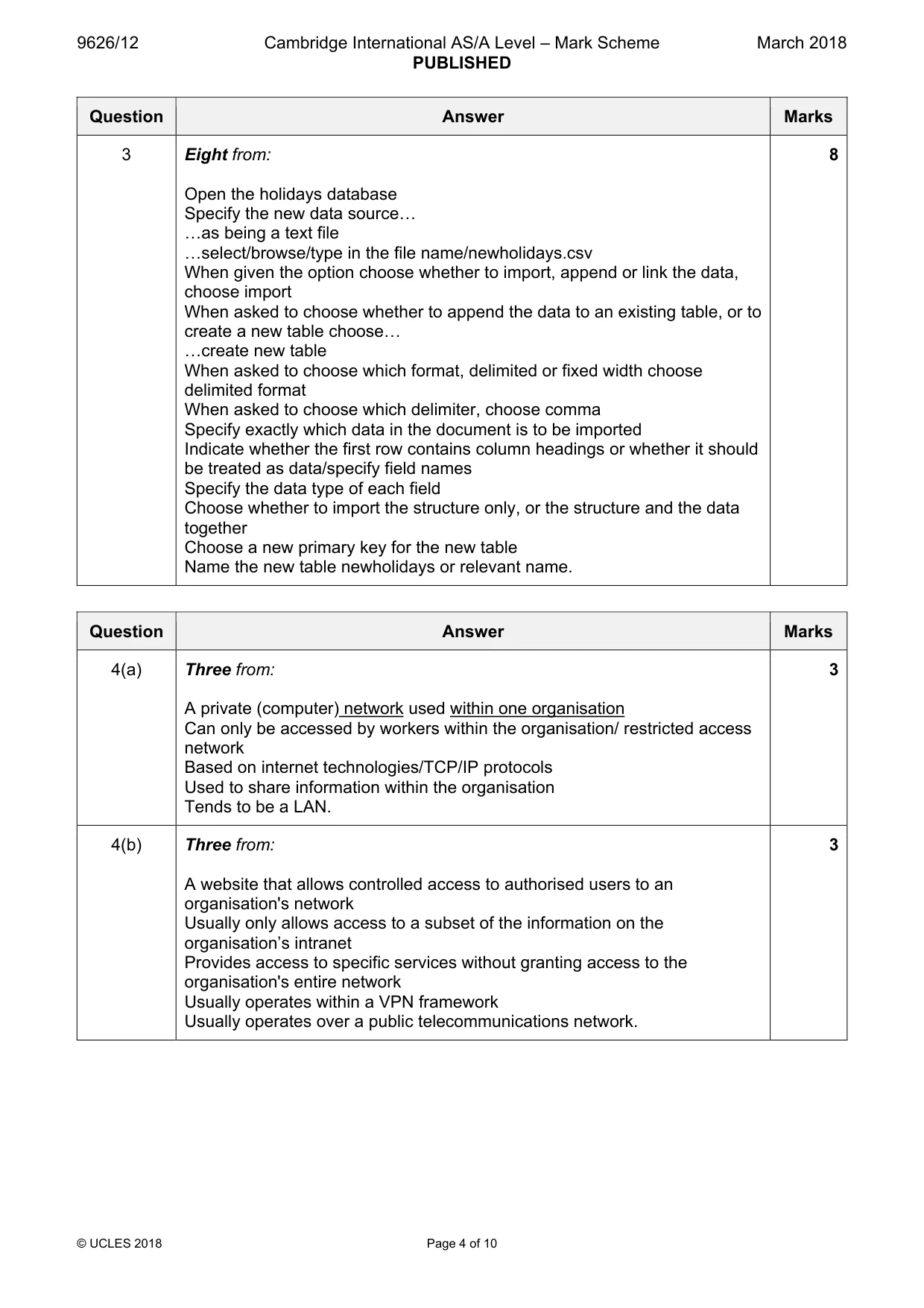 Mark scheme, page 4 of 10