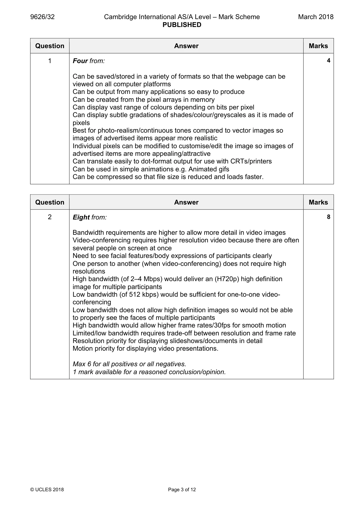 Mark scheme, page 3 of 12
