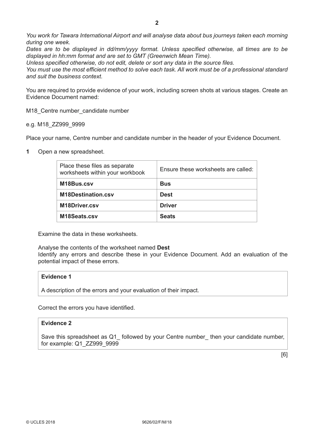 Cambridge A Level Information Technology (from 2017) 9626 2018 Feb/March Paper 2 · Variant 0 question paper, page 2 of 8