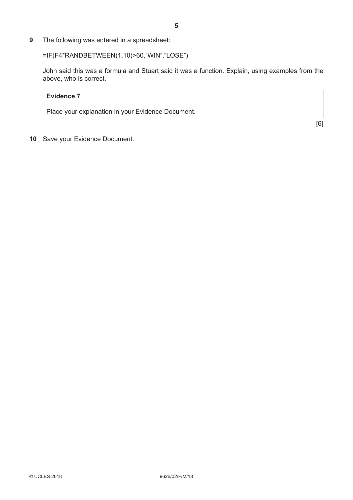 Cambridge A Level Information Technology (from 2017) 9626 2018 Feb/March Paper 2 · Variant 0 question paper, page 5 of 8