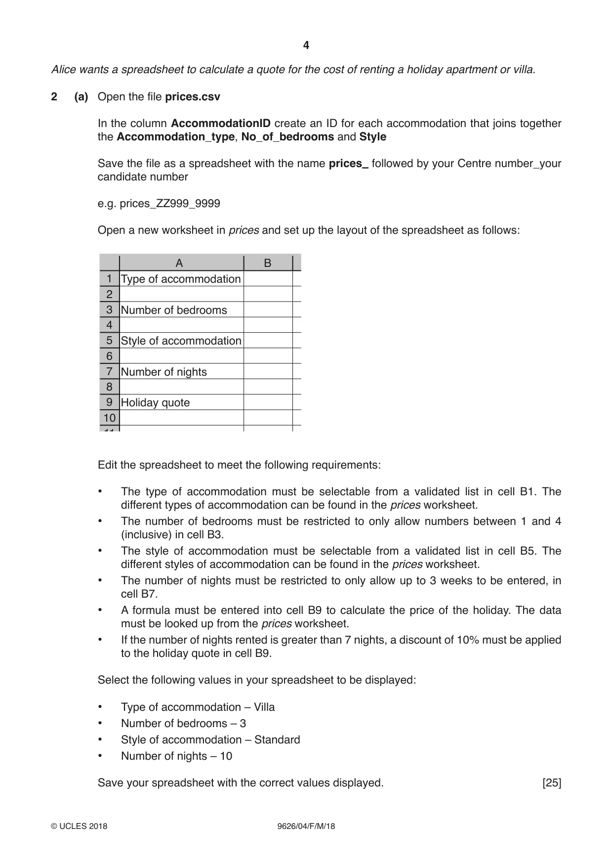Cambridge A Level Information Technology (from 2017) 9626 2018 Feb/March Paper 4 · Variant 0 question paper, page 4 of 8