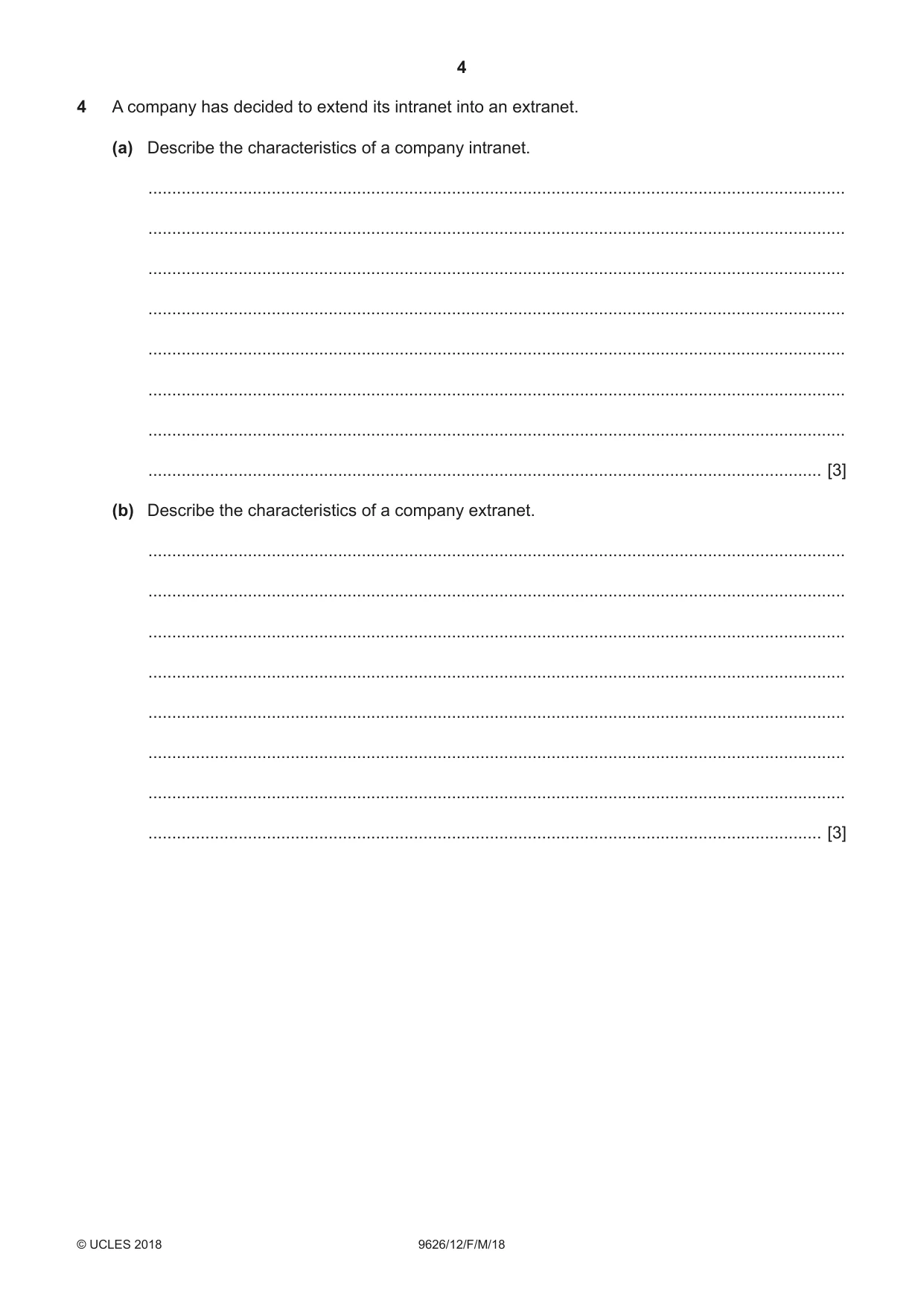 Cambridge A Level Information Technology (from 2017) 9626 2018 Feb/March Paper 1 · Variant 2 question paper, page 4 of 16