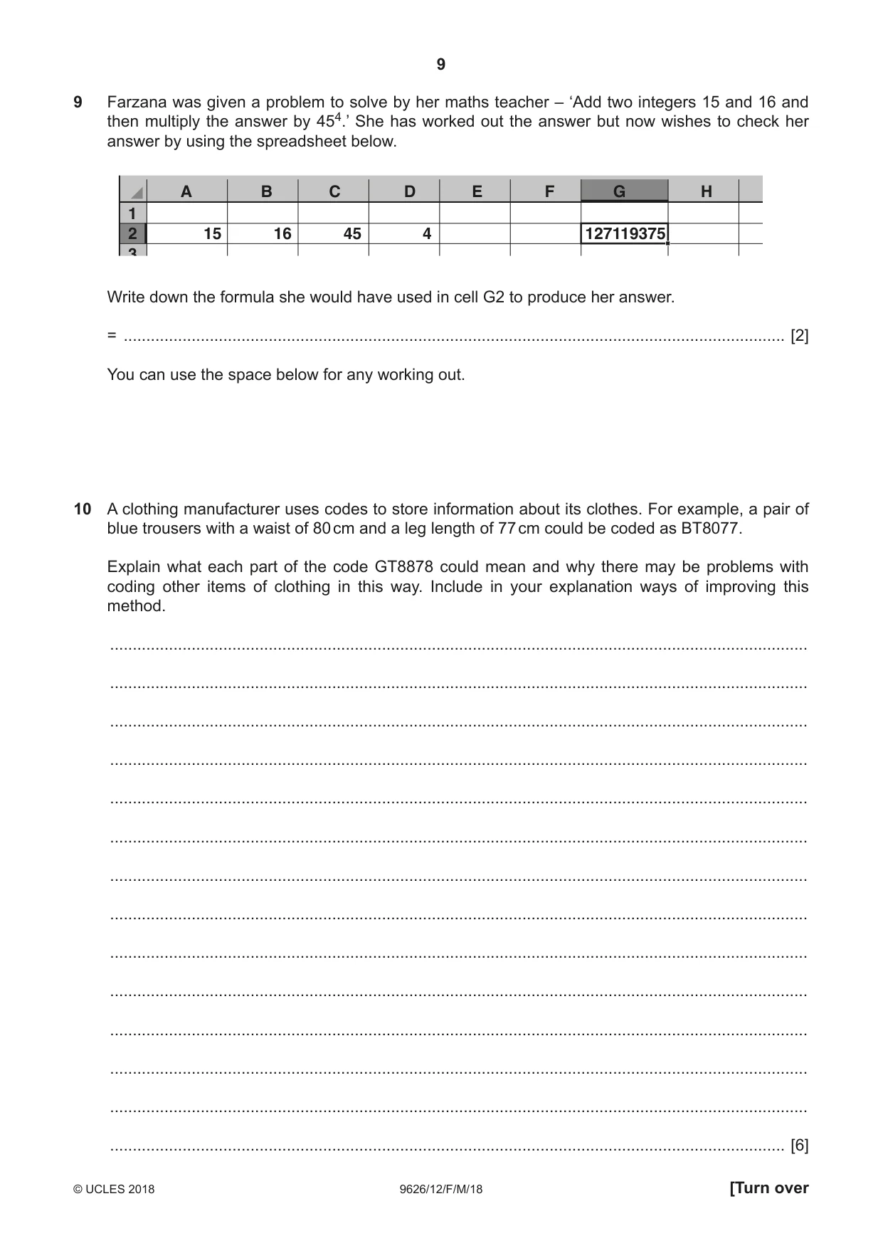 Cambridge A Level Information Technology (from 2017) 9626 2018 Feb/March Paper 1 · Variant 2 question paper, page 9 of 16