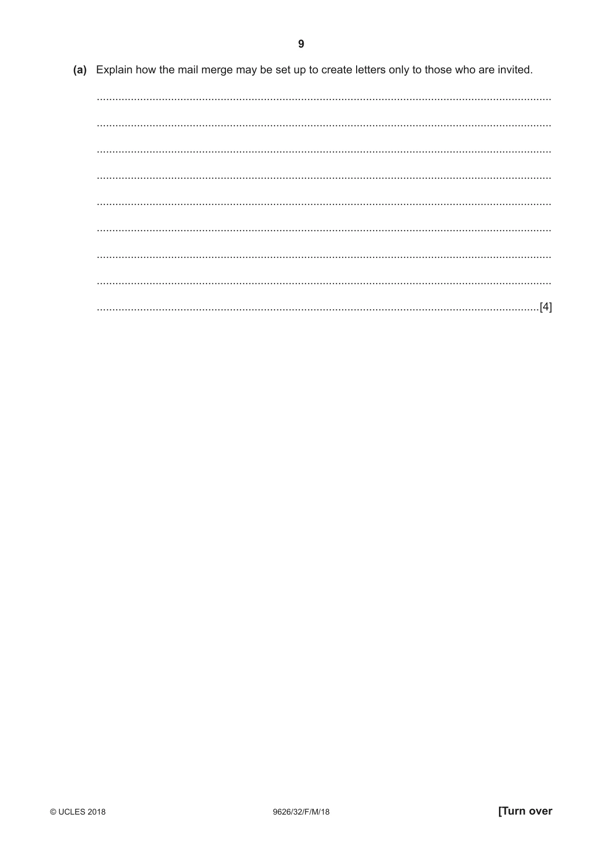 Cambridge A Level Information Technology (from 2017) 9626 2018 Feb/March Paper 3 · Variant 2 question paper, page 9 of 20