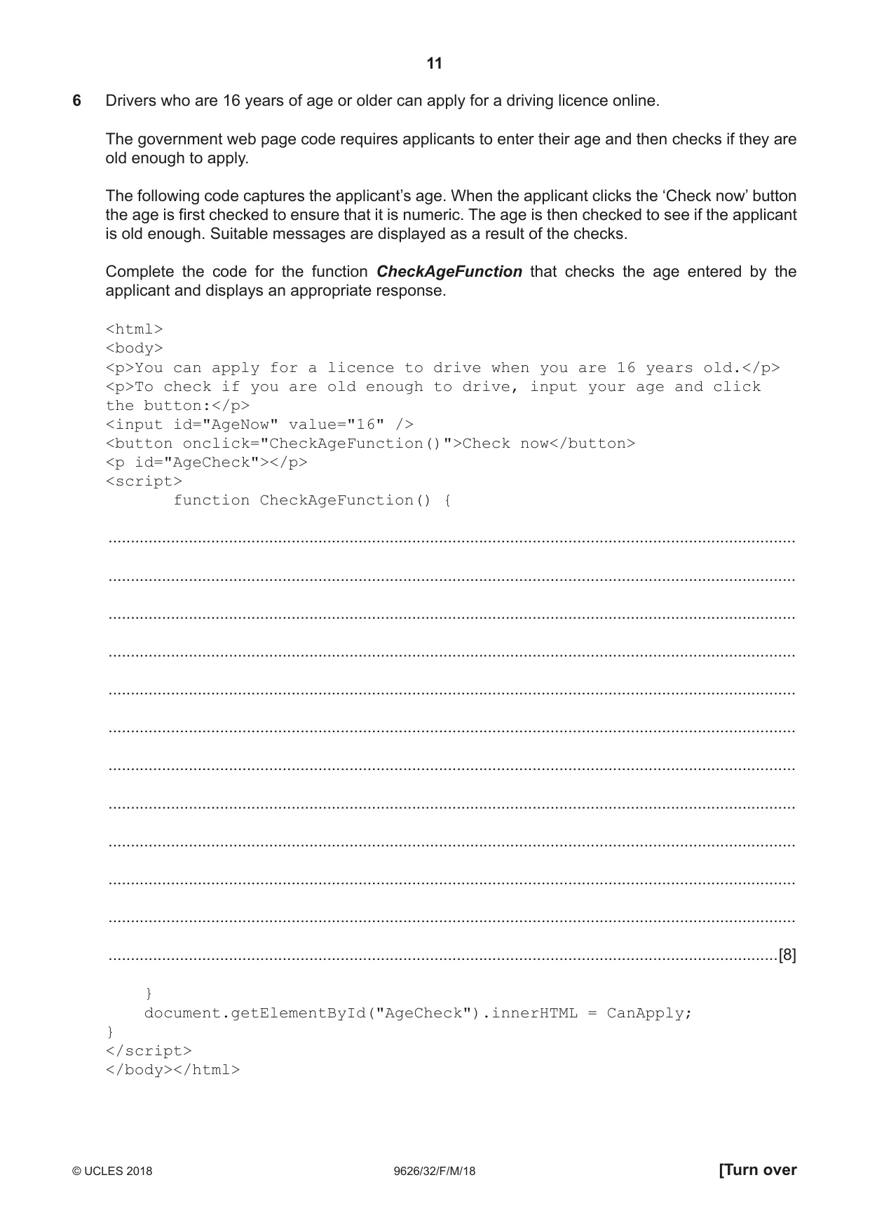 Cambridge A Level Information Technology (from 2017) 9626 2018 Feb/March Paper 3 · Variant 2 question paper, page 11 of 20