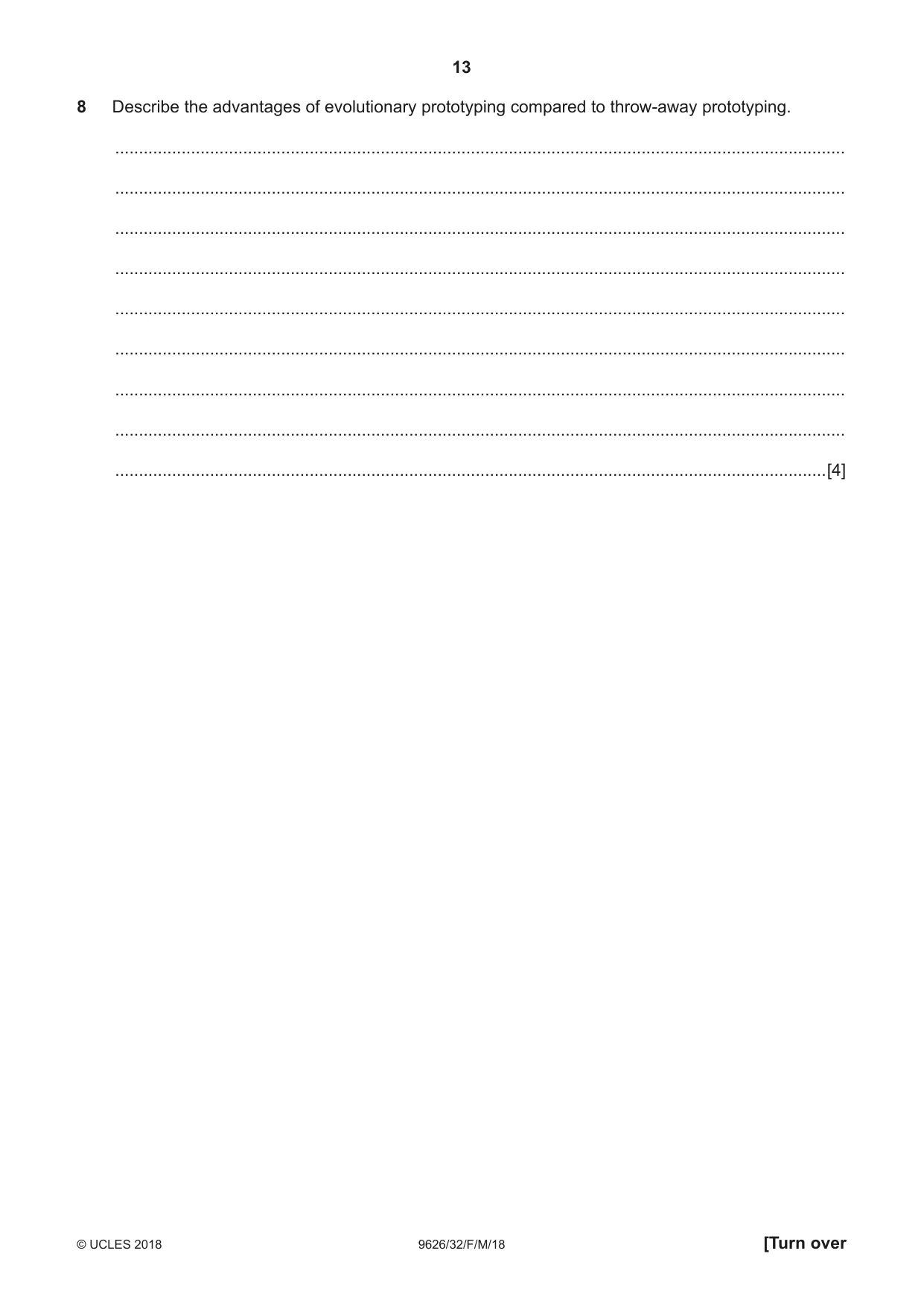 Cambridge A Level Information Technology (from 2017) 9626 2018 Feb/March Paper 3 · Variant 2 question paper, page 13 of 20