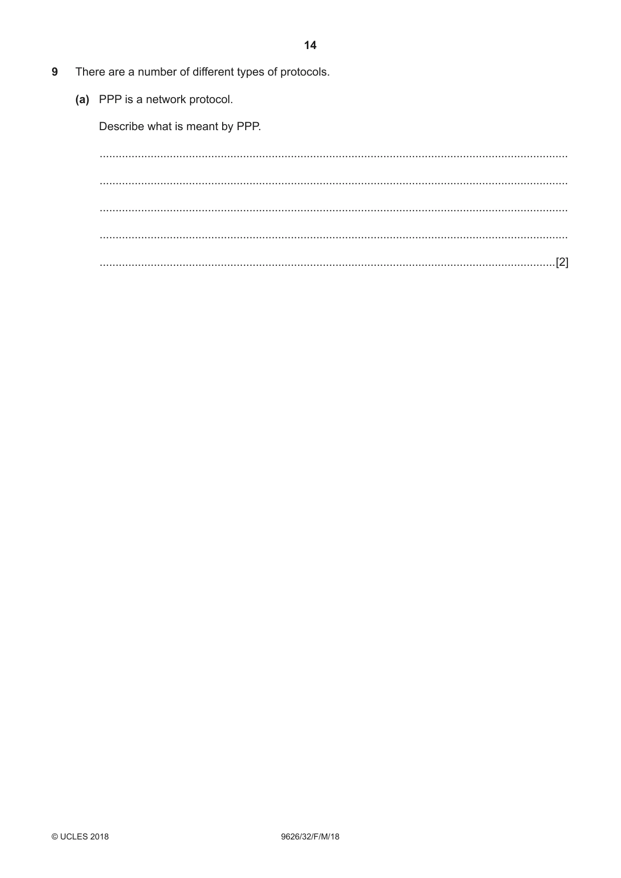 Cambridge A Level Information Technology (from 2017) 9626 2018 Feb/March Paper 3 · Variant 2 question paper, page 14 of 20