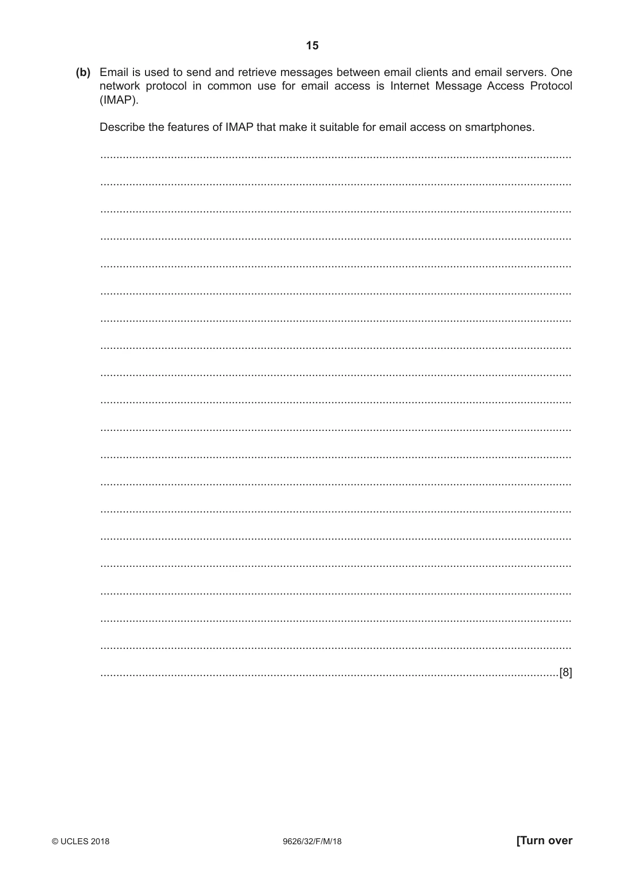 Cambridge A Level Information Technology (from 2017) 9626 2018 Feb/March Paper 3 · Variant 2 question paper, page 15 of 20