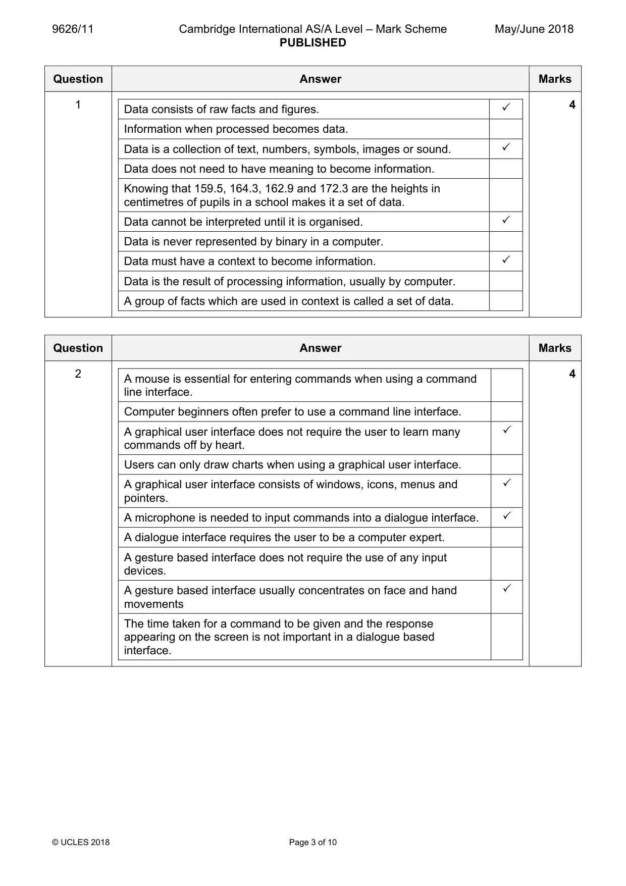 Mark scheme, page 3 of 10