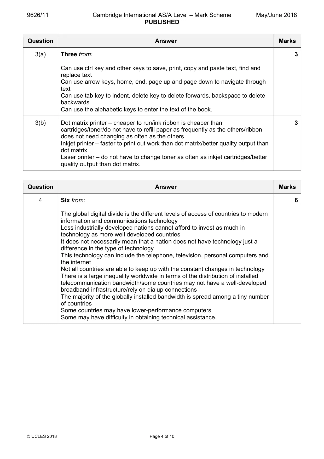 Mark scheme, page 4 of 10