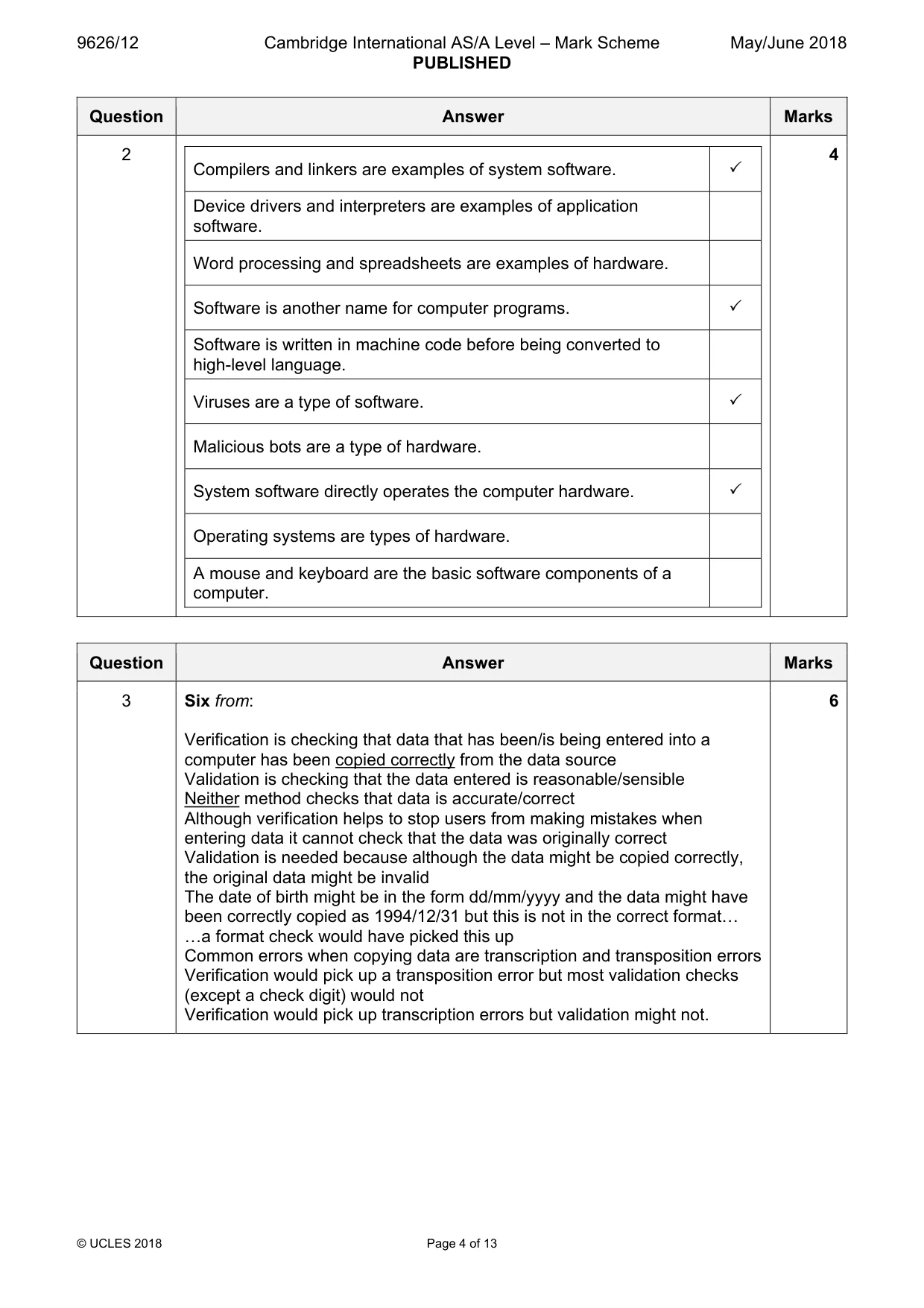 Mark scheme, page 4 of 13
