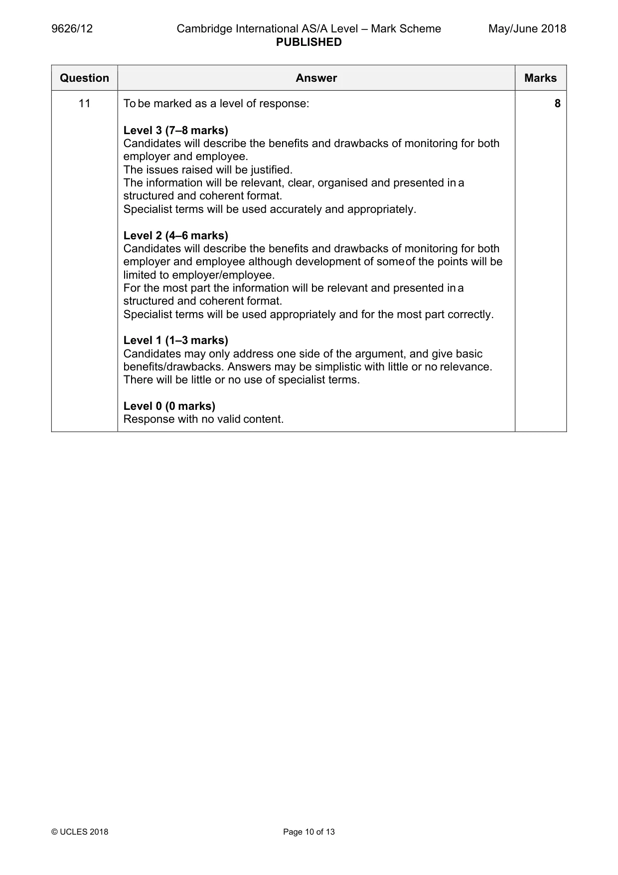 Mark scheme, page 10 of 13