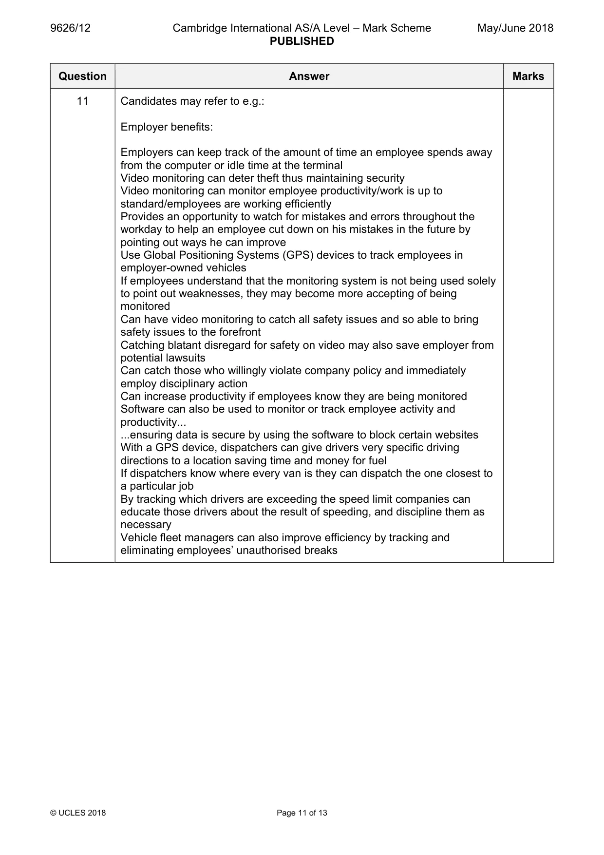 Mark scheme, page 11 of 13