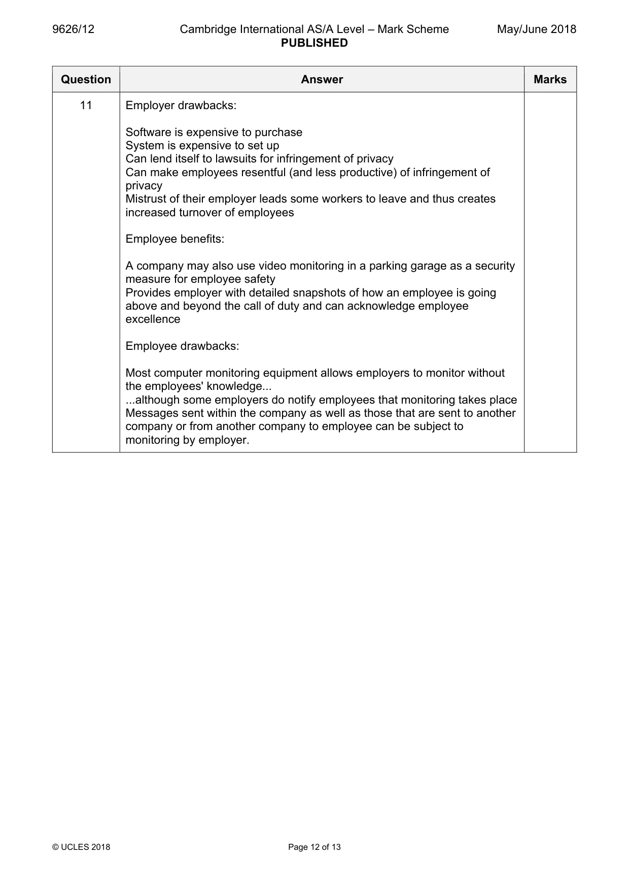 Mark scheme, page 12 of 13