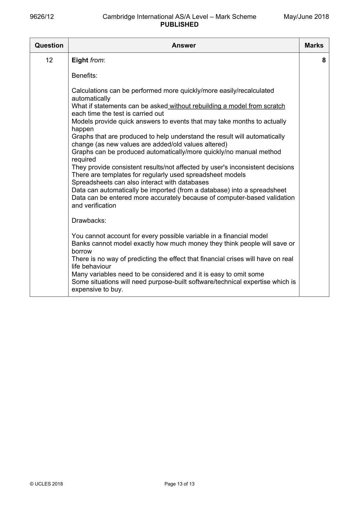 Mark scheme, page 13 of 13